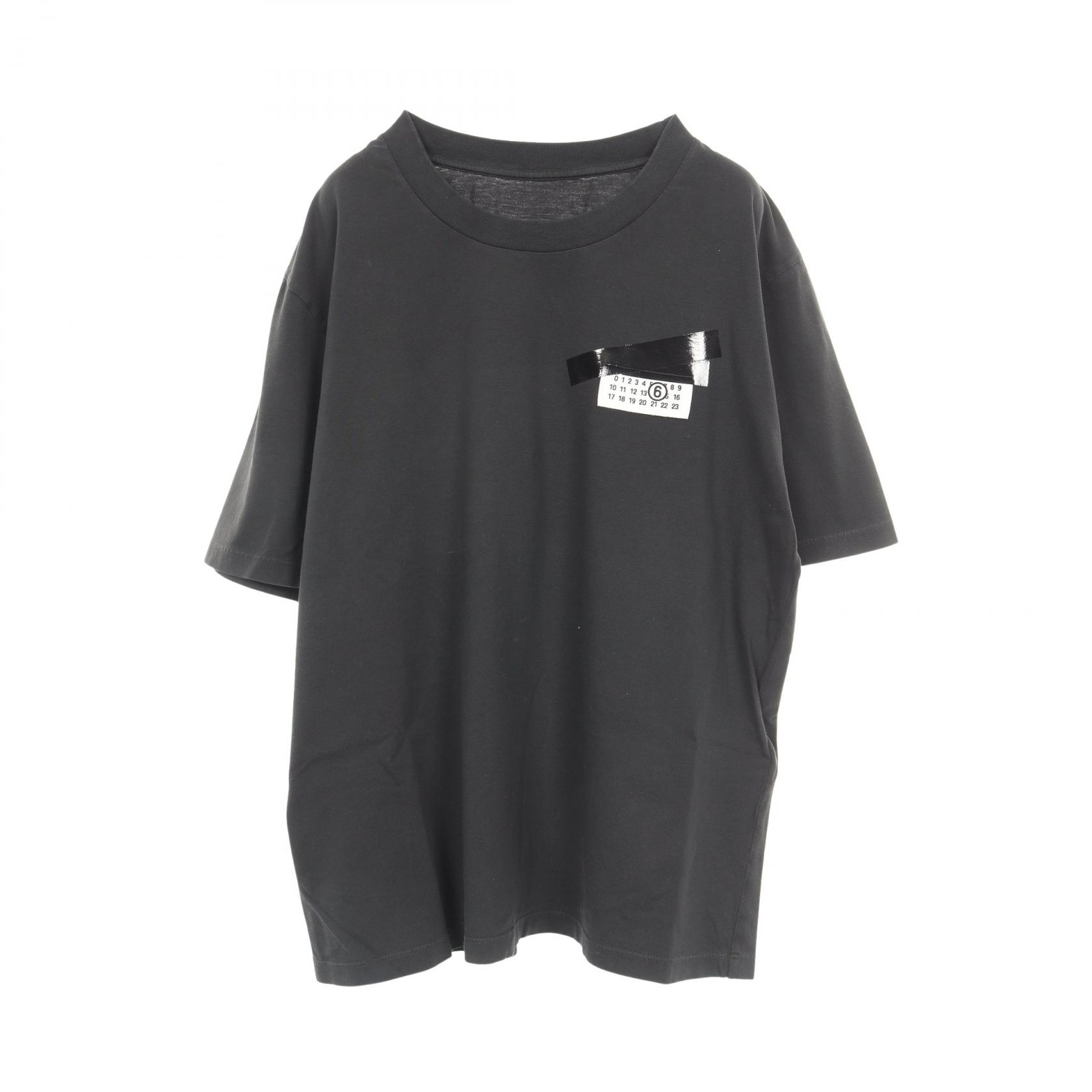 エムエムシックス MM6 テープドラベル 半袖Tシャツ 衣料品 トップス コットン ブラック系 S62GD0210M20115100L 【新品】