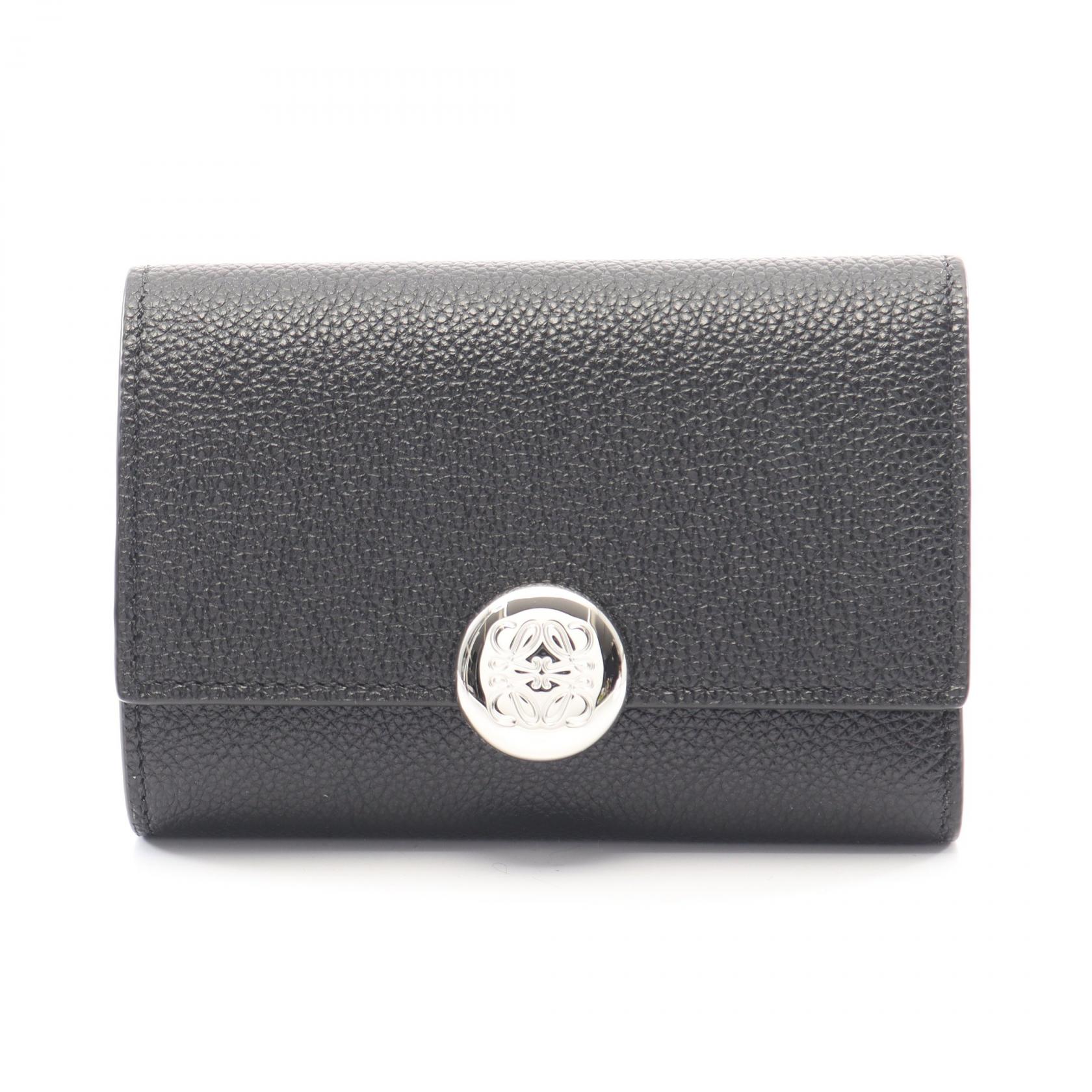 ロエベ LOEWE ぺブル スモール バーティカル ウォレット 三つ折り財布 財布 レザー ブラック系 CANBS33X031100 【新品】