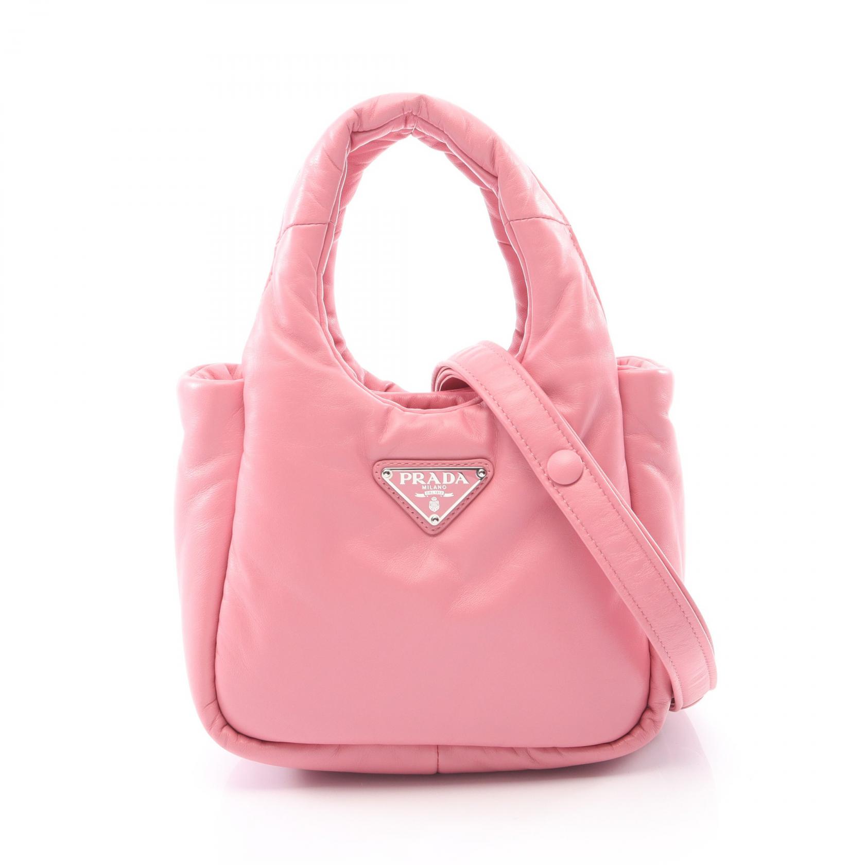 プラダ PRADA パデッド ハンドバッグ バッグ レザー ナッパレザー ピンク系 1BA359 【中古】