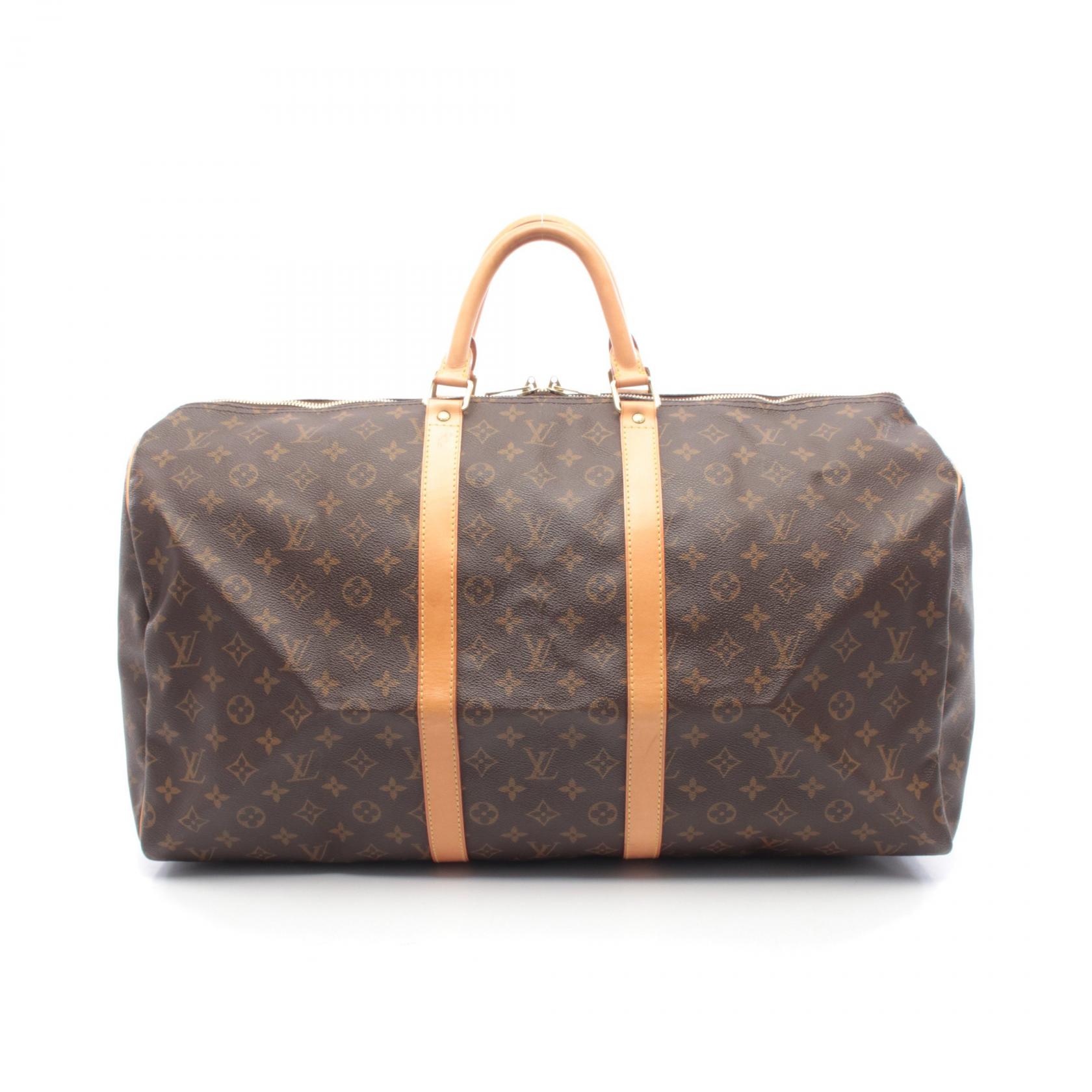 ルイ・ヴィトン LOUIS VUITTON キーポル55 ボストンバッグ バッグ PVCコーティングキャンバス レザー モノグラム ブラウン系 M41424 【中古】