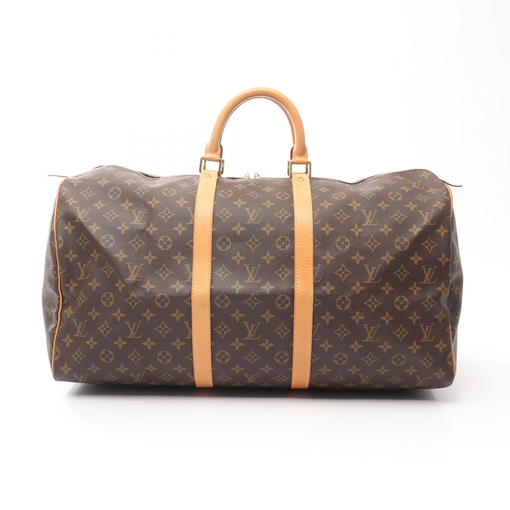 ルイ・ヴィトン LOUIS VUITTON キーポル55 ボストンバッグ バッグ PVCコーティングキャンバス レザー モノグラム ブラウン系 M41424 【中古】