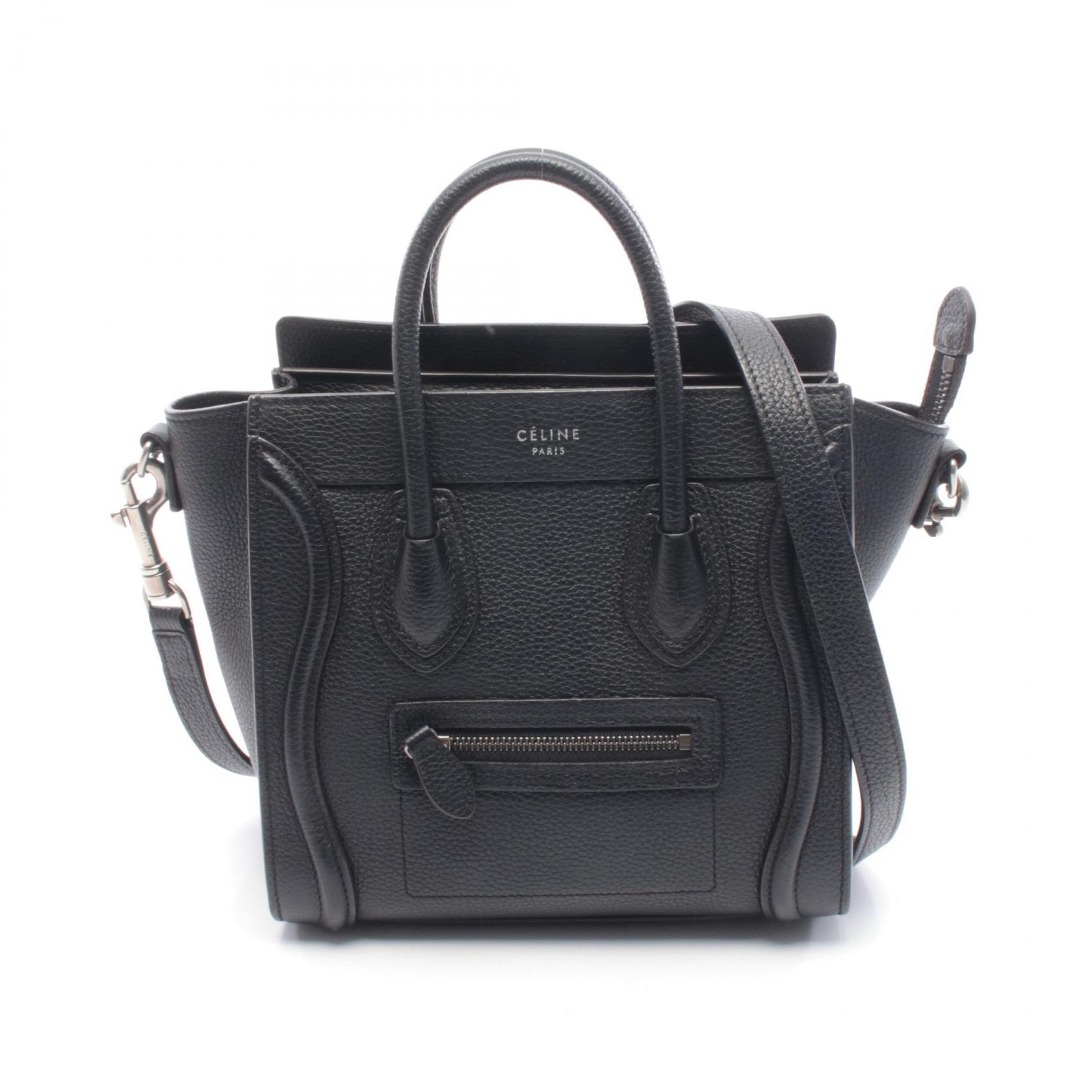 セリーヌ CELINE ラゲージ ナノショッパー ハンドバッグ バッグ レザー ブラック系 【中古】