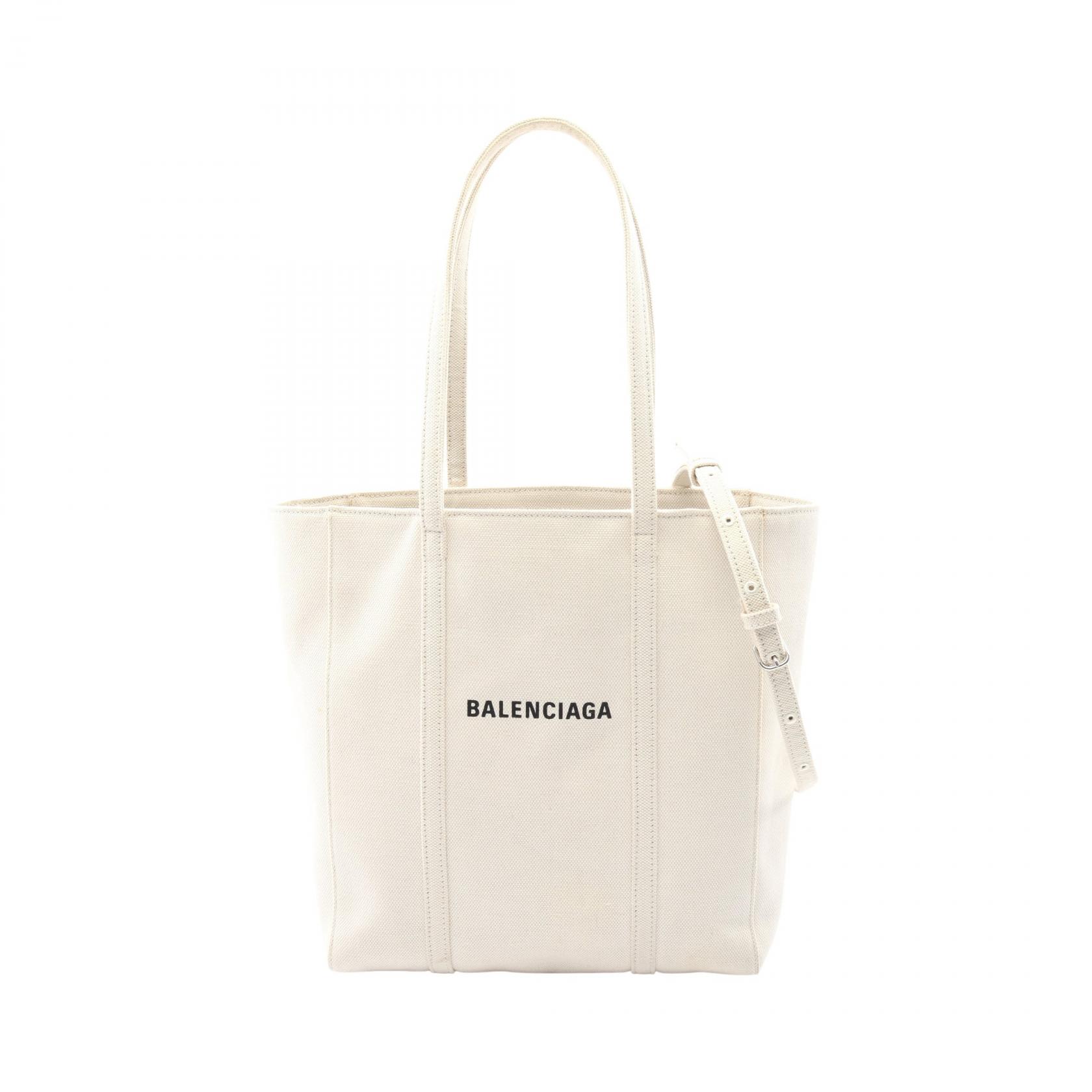 【15%OFFクーポン対象 4/4 20時-4/10 23:59】バレンシアガ BALENCIAGA EVERYDAY TOTE XS エブリデイ トート トートバッグ バッグ キャンバス アイボリー系 551810 【中古】