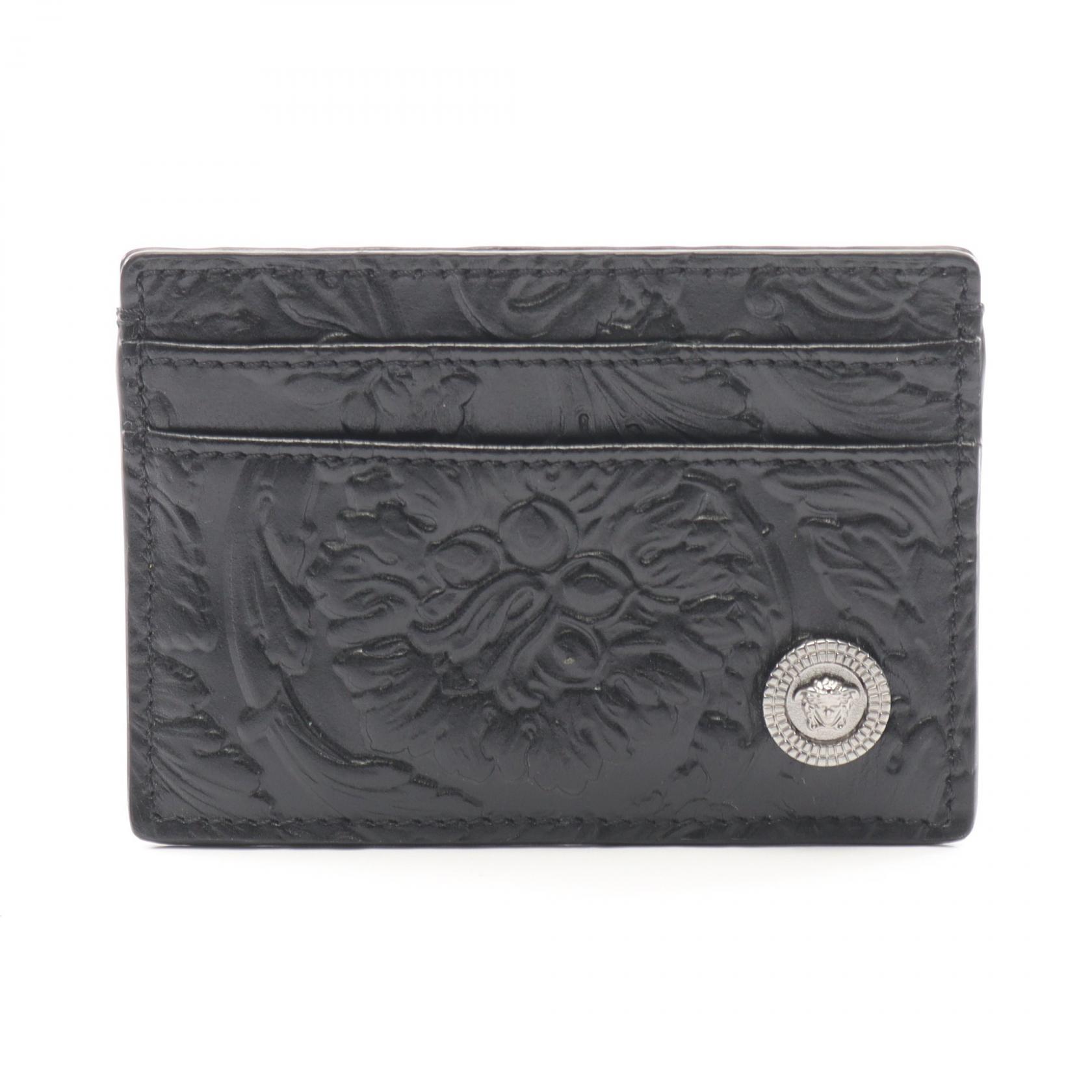 ヴェルサーチ VERSACE メドゥーサ カードケース アクセサリー レザー ブラック系 【中古】