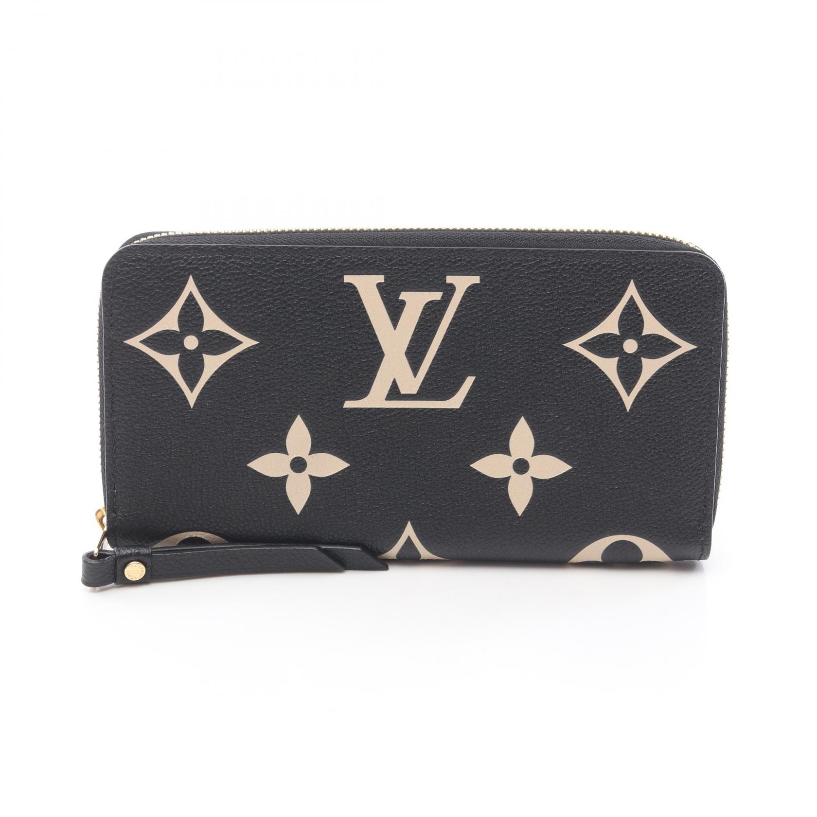 ルイ・ヴィトン LOUIS VUITTON ジッピーウォレット ラウンド長財布 財布 レザー モノグラム・アンプラント ブラック系 / ベージュ系 / バイカラー M80481 【中古】