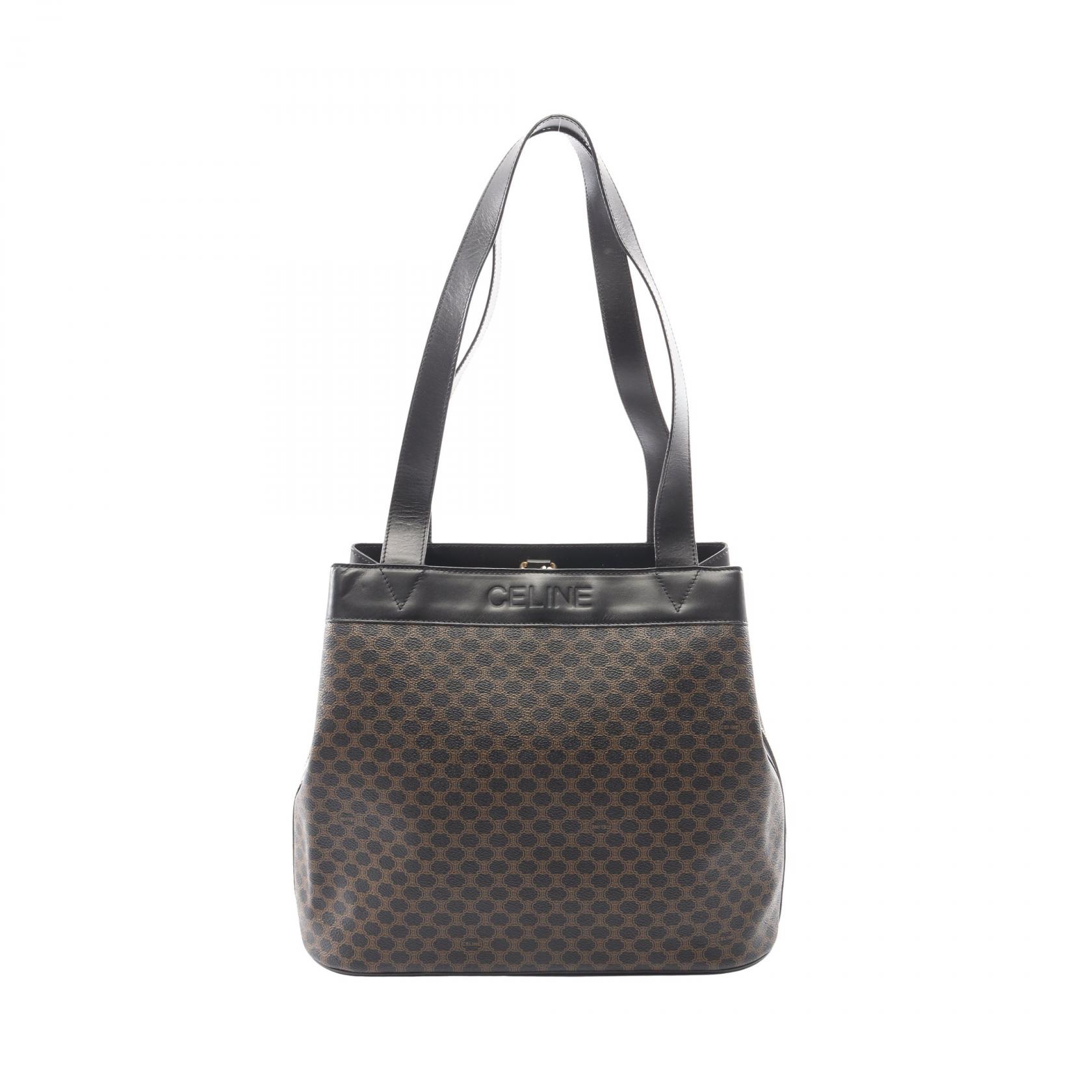 セリーヌ CELINE マカダム トートバッグ バッグ PVCコーティングキャンバス レザー ブラック系 / ブラウン系 【中古】