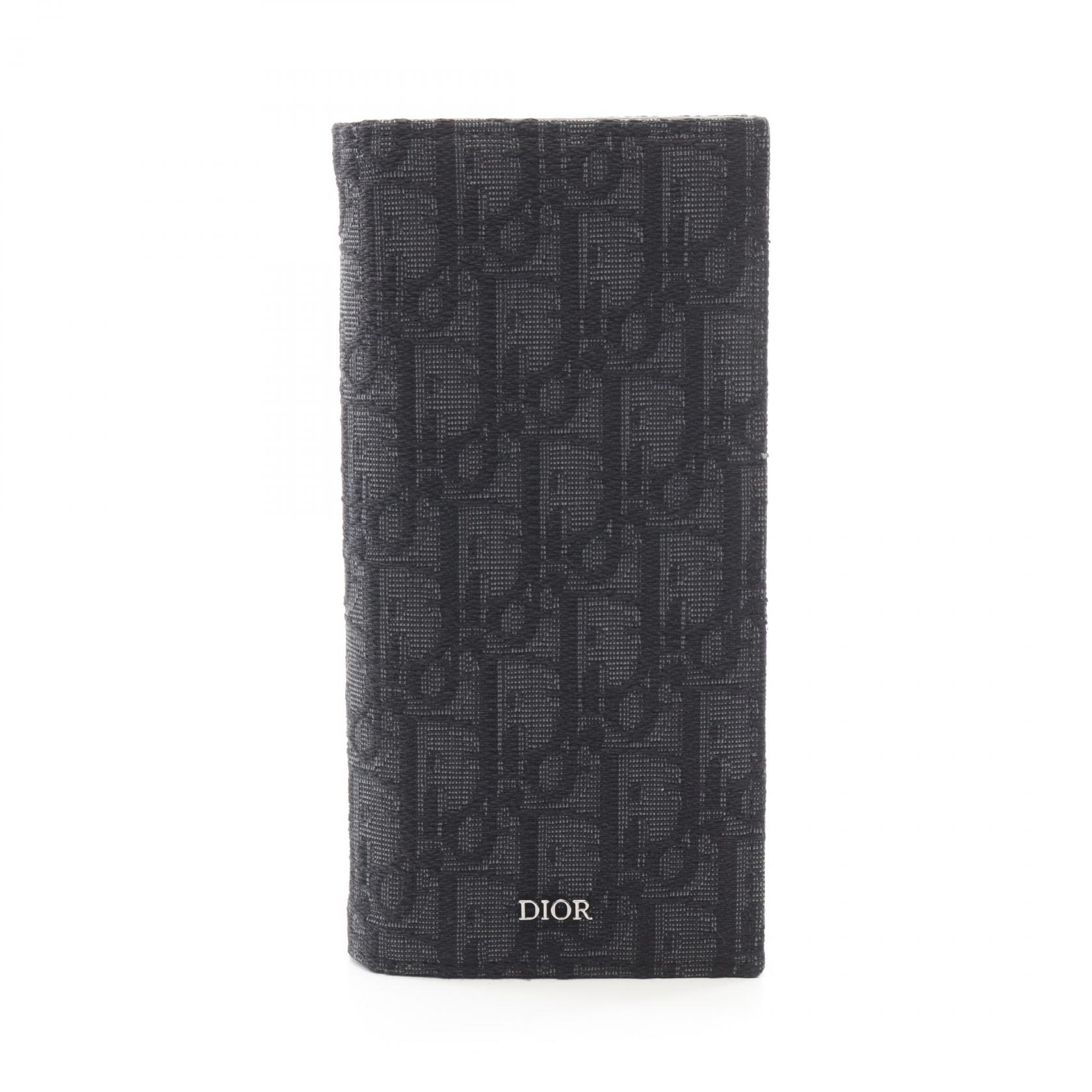 ディオール Dior オブリーク ジャカード 二つ折り長財布 財布 キャンバス ブラック系 【中古】 46,200円