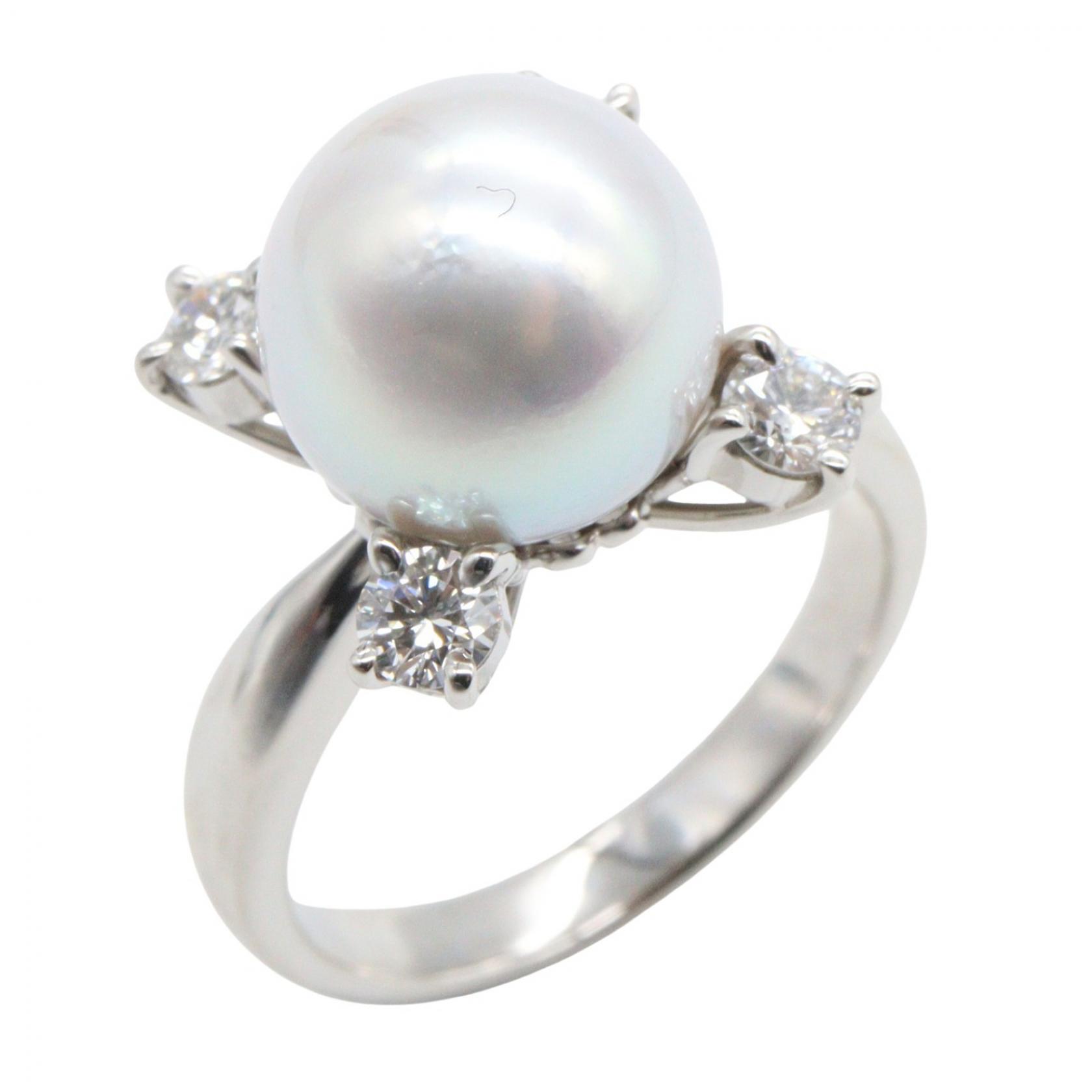 ジュエリー JEWELRY パール ダイヤモンド リング リング・指輪 ジュエリー Pt900プラチナ ダイヤモンド パール シルバー系 / ホワイト系 / クリア系 パール 7.6g 【中古】