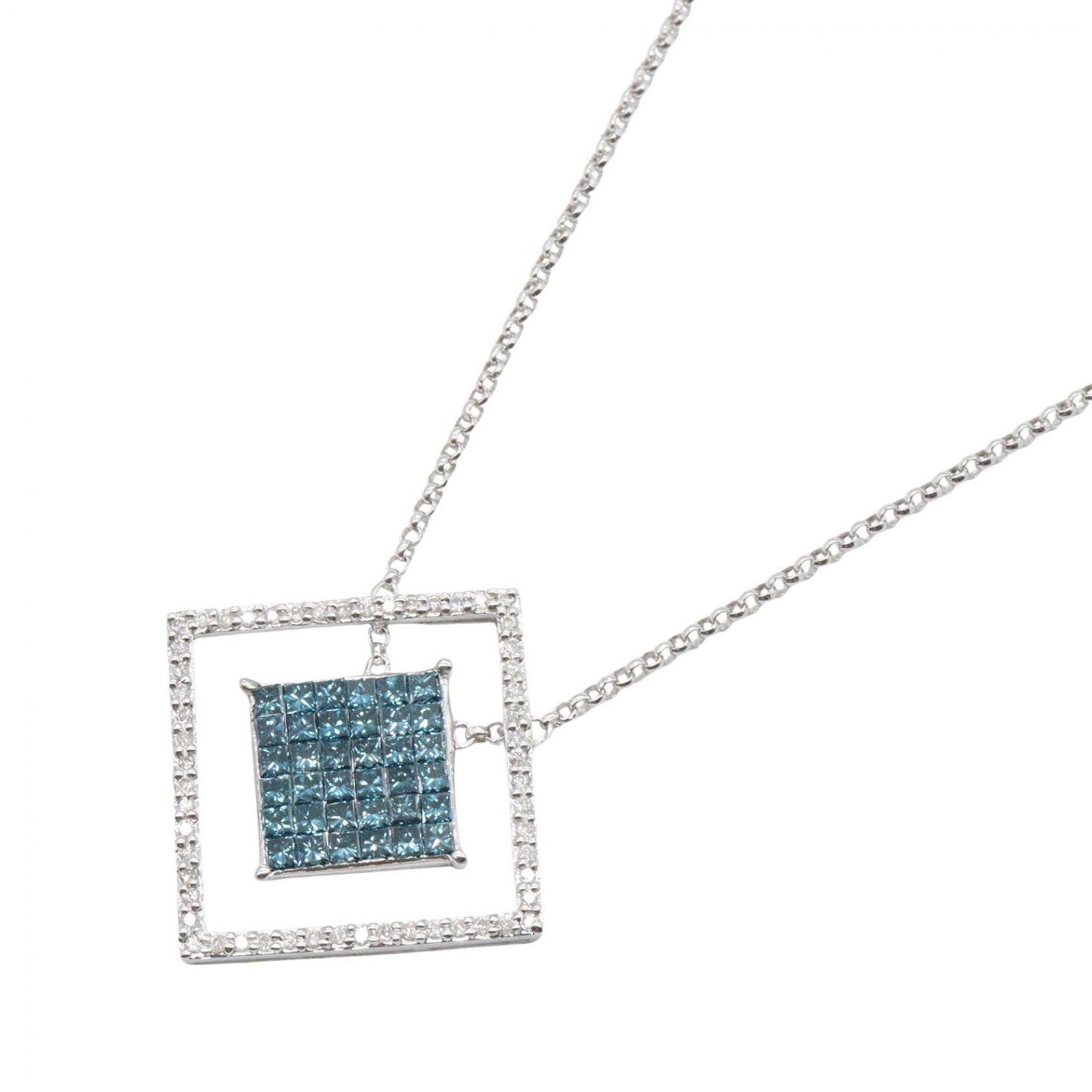 ジュエリー JEWELRY ダイヤモンド ネックレス ネックレス ジュエリー K18WG（ホワイトゴールド） ダイヤモンド シルバー系 / ブルー系 / クリア系 ﾀﾞｲﾔ 7.2g 【中古】