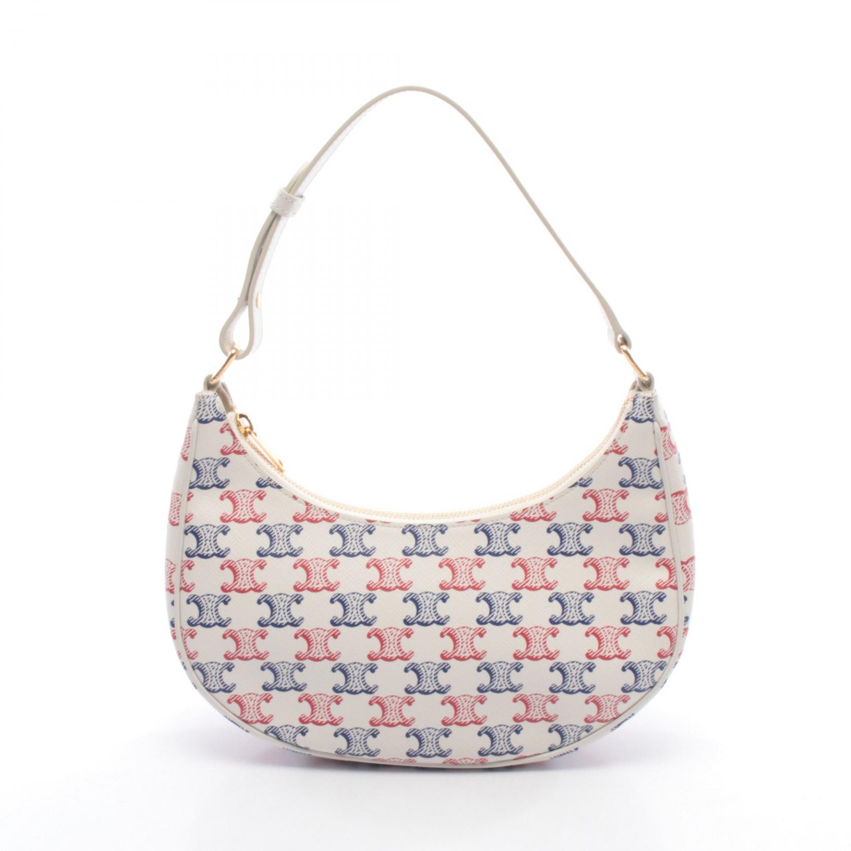 セリーヌ CELINE AVA アヴァ トリオンフ ショルダーバッグ バッグ PVCコーティングキャンバス レザー ホワイト系 / レッド系 / ブルー系 193952EY2.07LR 【中古】