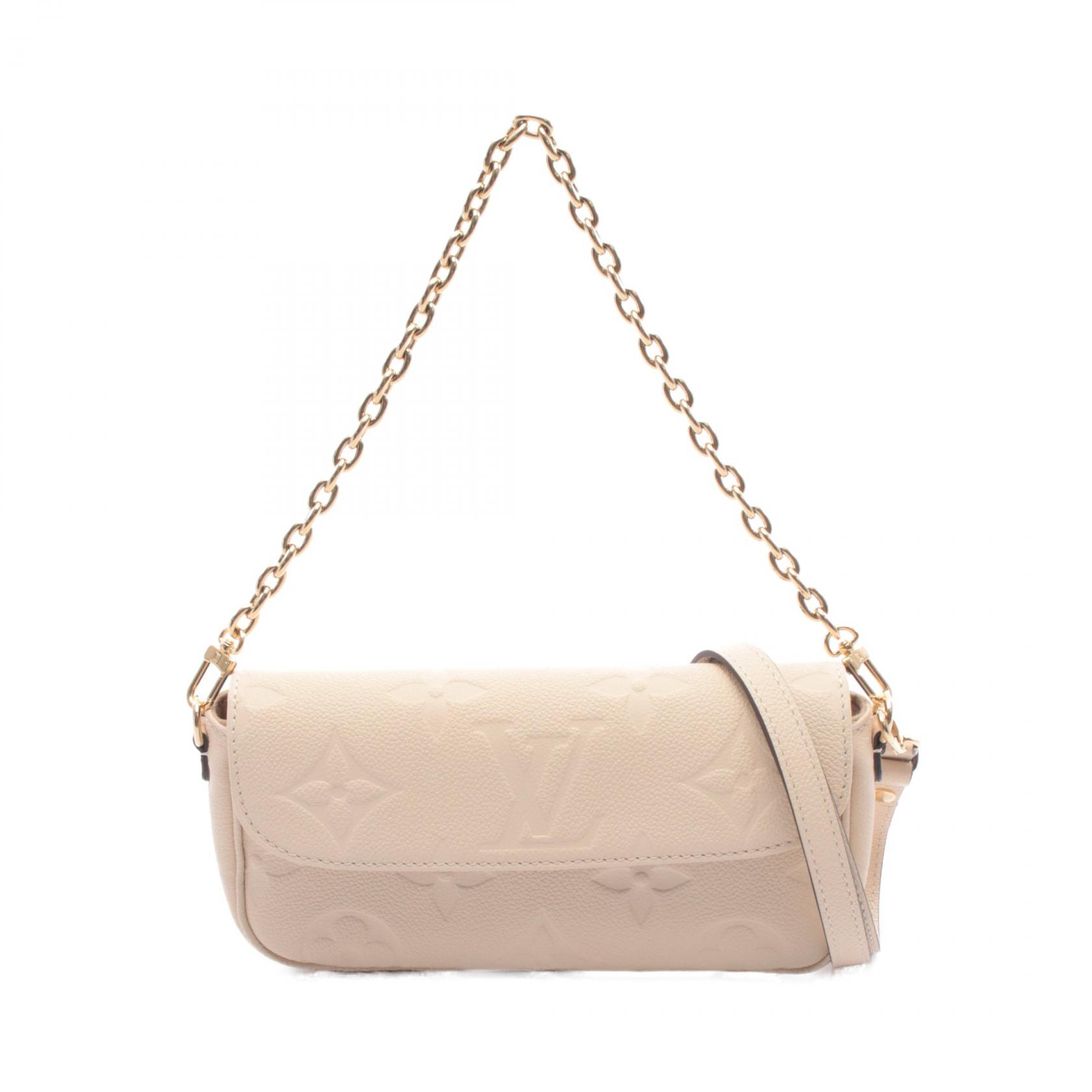 ルイ・ヴィトン LOUIS VUITTON ウォレット オン チェーン アイビー ハンドバッグ バッグ レザー モノグラム・アンプラント ベージュ系 M82210 【中古】