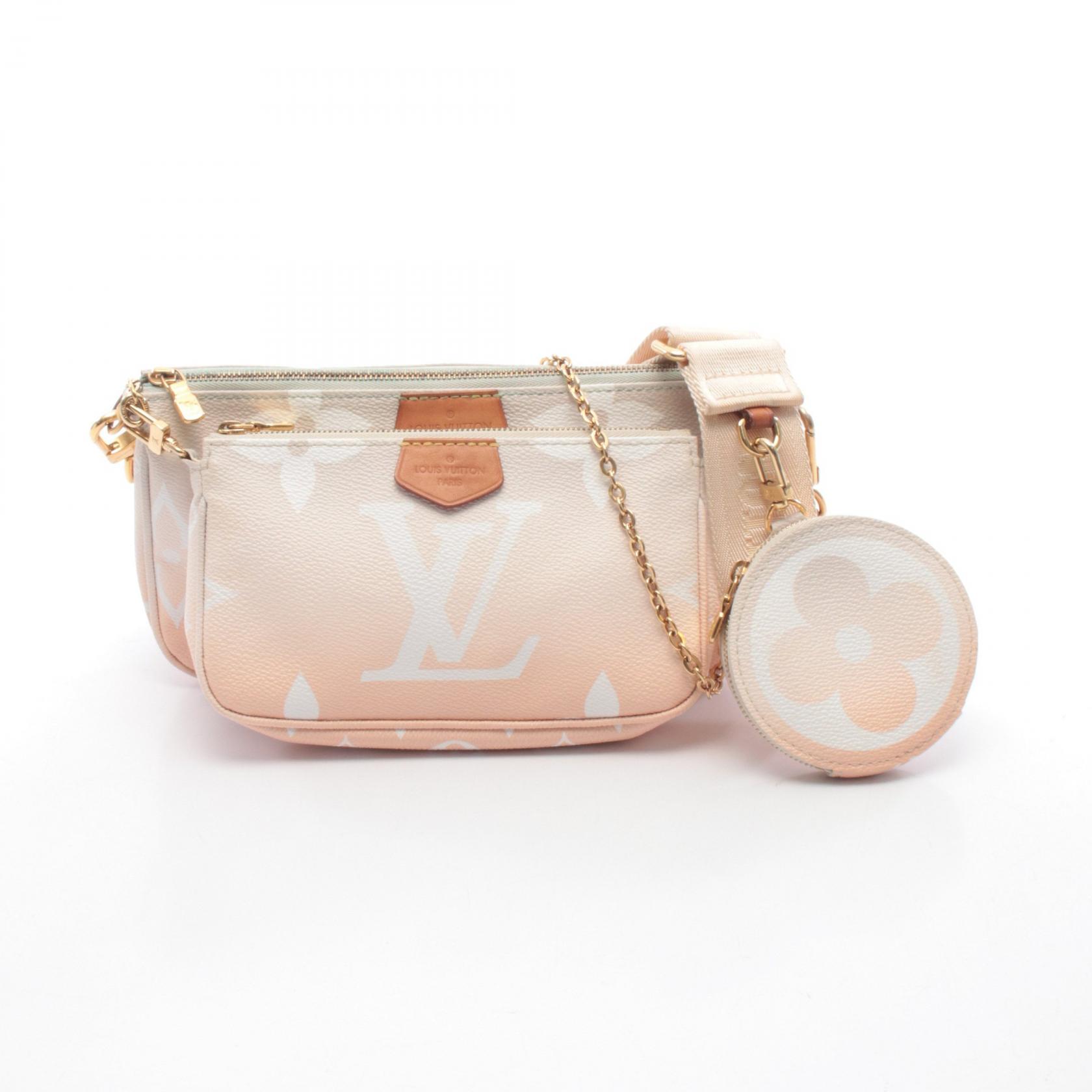 ルイ・ヴィトン LOUIS VUITTON ミュルティ ポシェットアクセソワール ショルダーバッグ バッグ PVCコーティングキャンバス レザー モノグラム・ジャイアント ピンク系 / ベージュ系 / ホワイト系 M57634 【中古】