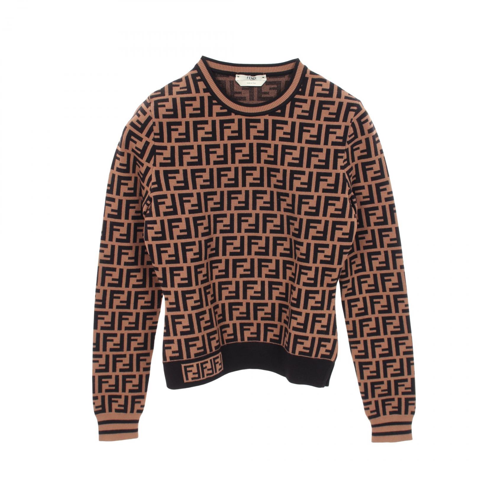 フェンディ FENDI ズッカ ニット 衣料品 トップス レーヨン ブラウン系 / ブラック系 【中古】