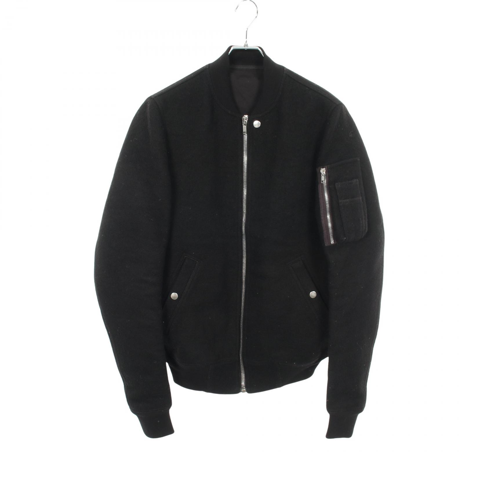【10%OFFクーポン 7/21 10時~7/26 9:59】リックオウエンス Rick Owens FLIGHT BOMBER JACKET ブルゾン 衣料品 アウター ウール ブラック系 RU18F1791-WB 【中古】|RECLO(リクロ)店