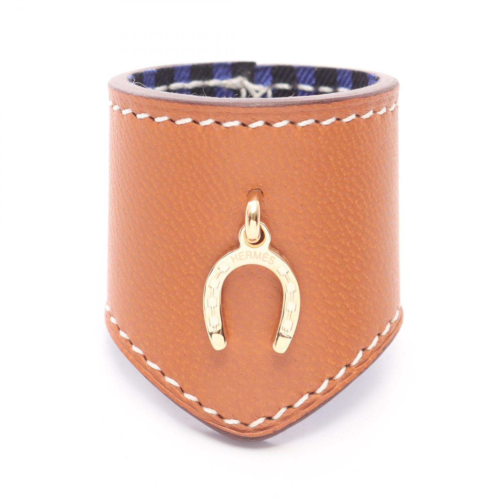 エルメス HERMES ポルトボヌール スカーフリング アクセサリー レザー ブラウン系 【中古】