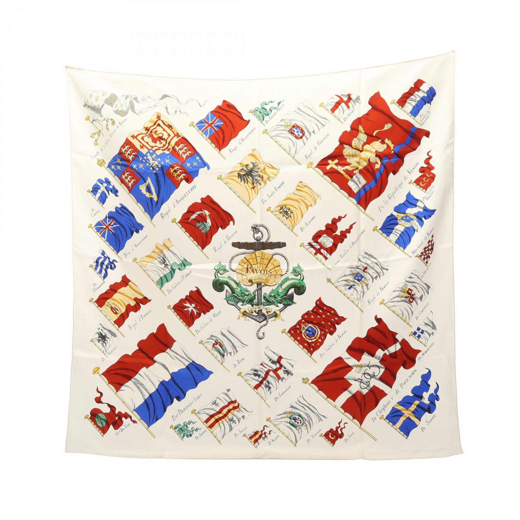 エルメス HERMES カレ90 PAVOIS スカーフ 衣料品 シルク シルク アイボリー系 / マルチカラー 【中古】