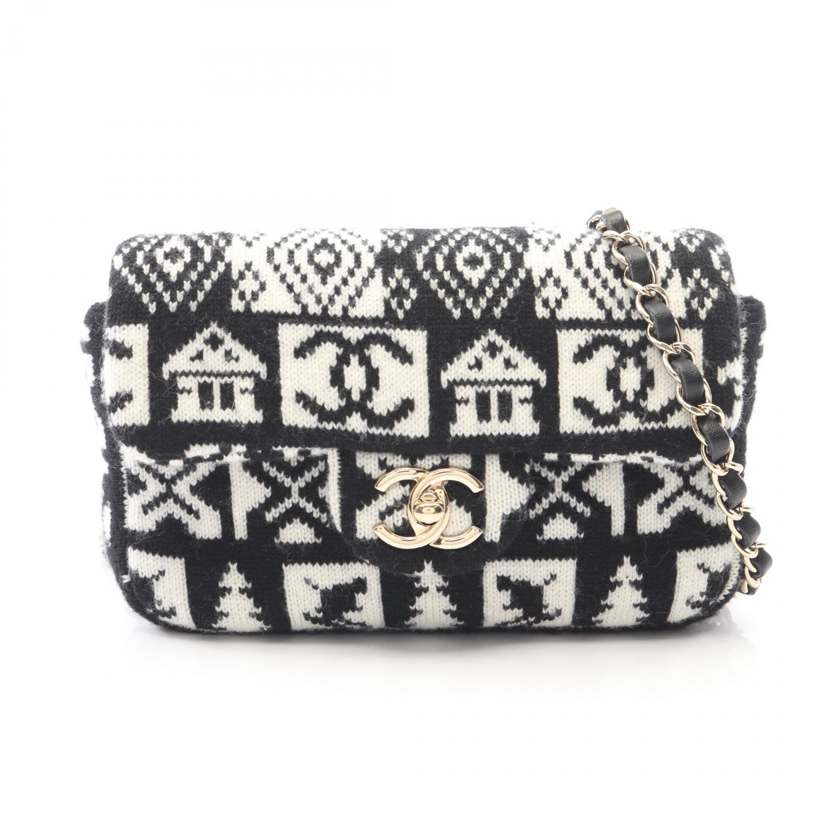 【15%OFFクーポン 7/19 20時~7/26 9:59】シャネル CHANEL ココネージュ ショルダーバッグ バッグ ウール ブラック系 / ホワイト系 【中古】|RECLO(リクロ)店