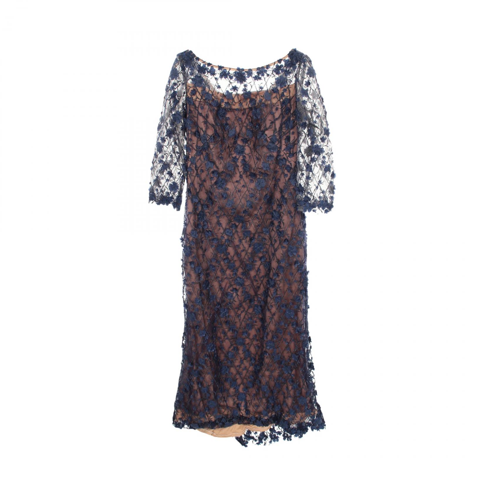 タダシショージ TADASHI SHOJI Story Embroidered Tulle Gown ワンピース 衣料品 トップス ポリエステル ブルー系 / ベージュ系 BFP1812LXY 【中古】