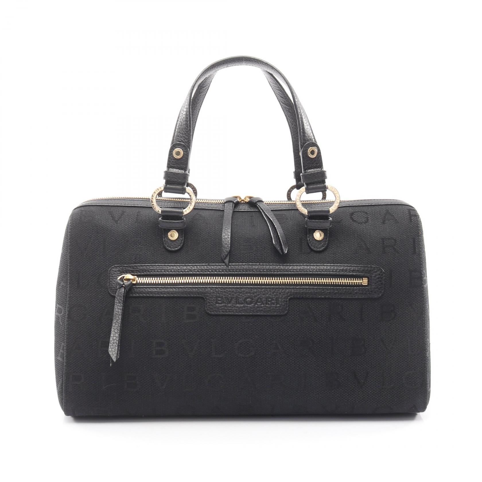 【15%OFFクーポン 7/19 20時～7/26 9:59】ブルガリ BVLGARI ロゴマニア トートバッグ バッグ キャンバス レザー ブラック系 【中古】｜RECLO（リクロ）店