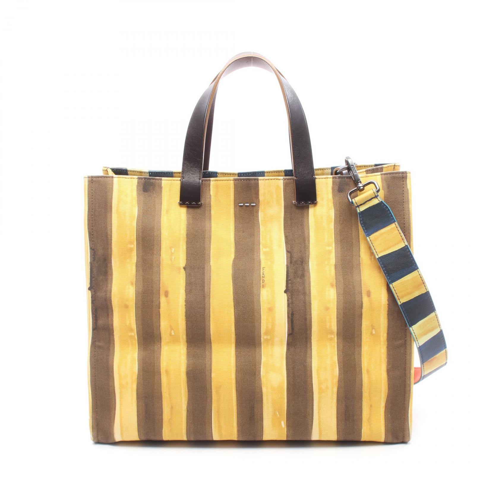 【15%OFFクーポン対象 4/4 20時-4/10 23:59】フェンディ FENDI ペカン トートバッグ バッグ キャンバス レザー ブラウン系 / マルチカラー 【中古】