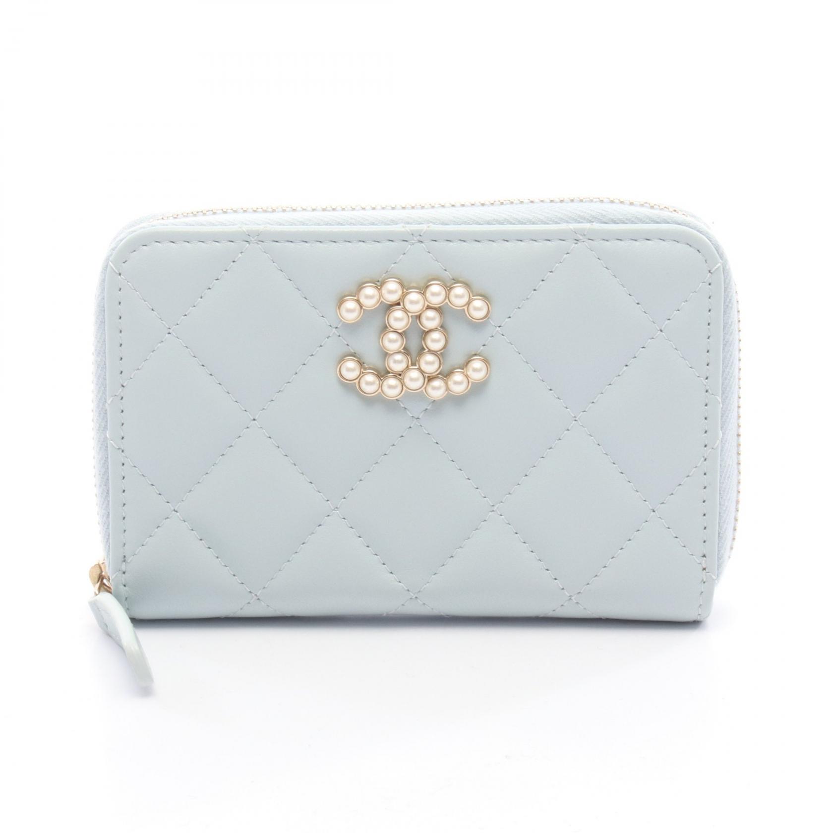 シャネル CHANEL マトラッセ コインケース 財布 レザー ブルー系 AP3811 【中古】