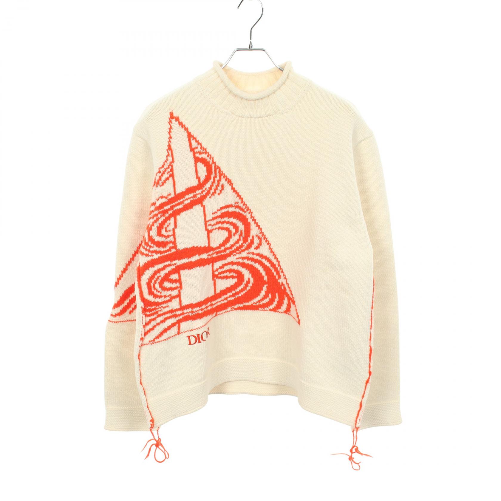 ディオール Dior ニット 衣料品 トップス ウール モヘヤ ホワイト系 / オレンジ系 【中古】