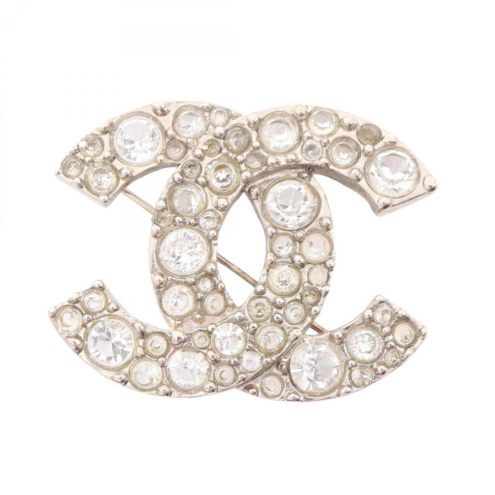 シャネル CHANEL ココマーク ブローチ アクセサリー GP（ゴールドメッキ） ラインストーン ゴールド系 / クリア系 【中古】