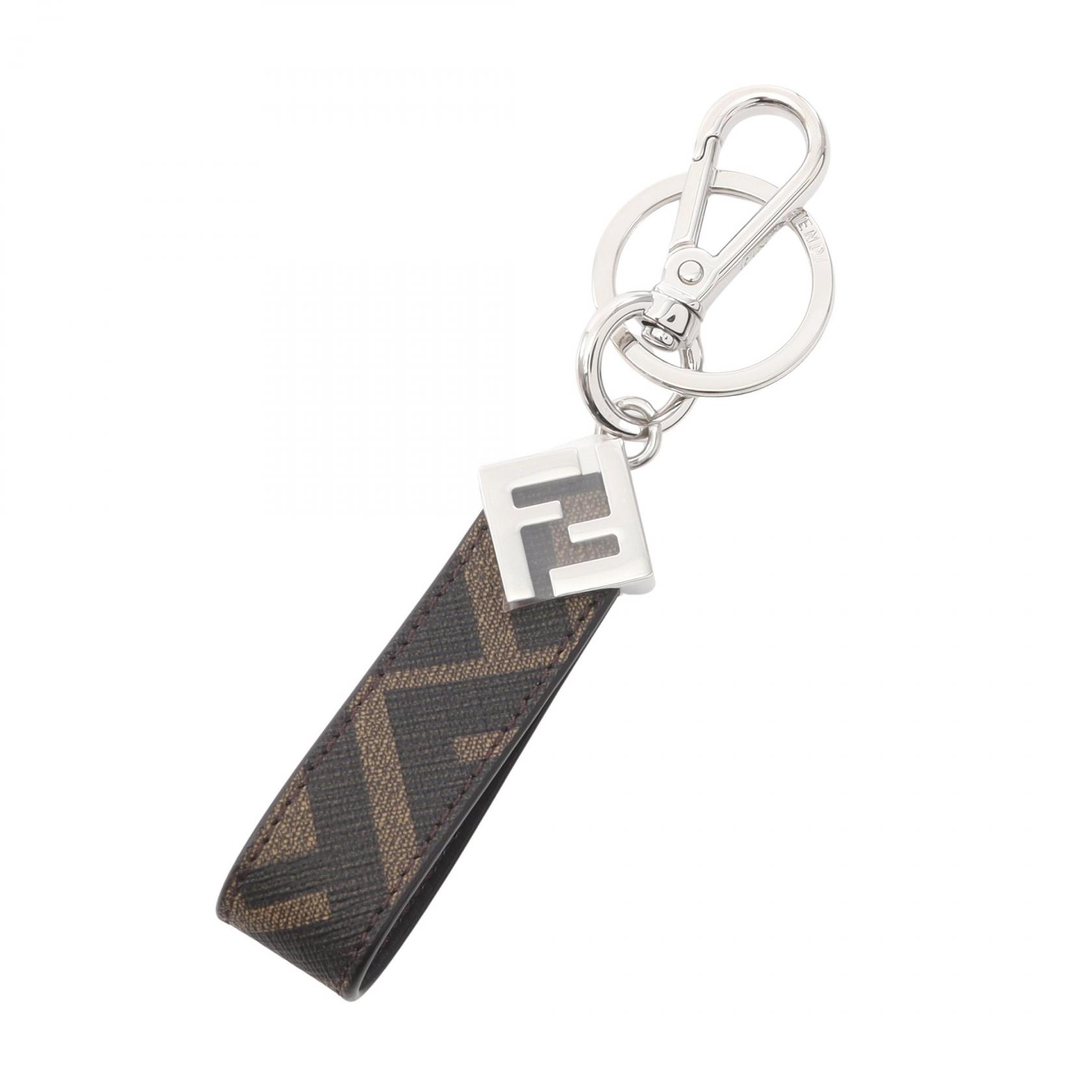 フェンディ FENDI FFスクエア ズッカ キーホルダー アクセサリー PVCコーティングキャンバス ブラウン系 / ブラック系 7AP100AFCBF19KW 【新品】