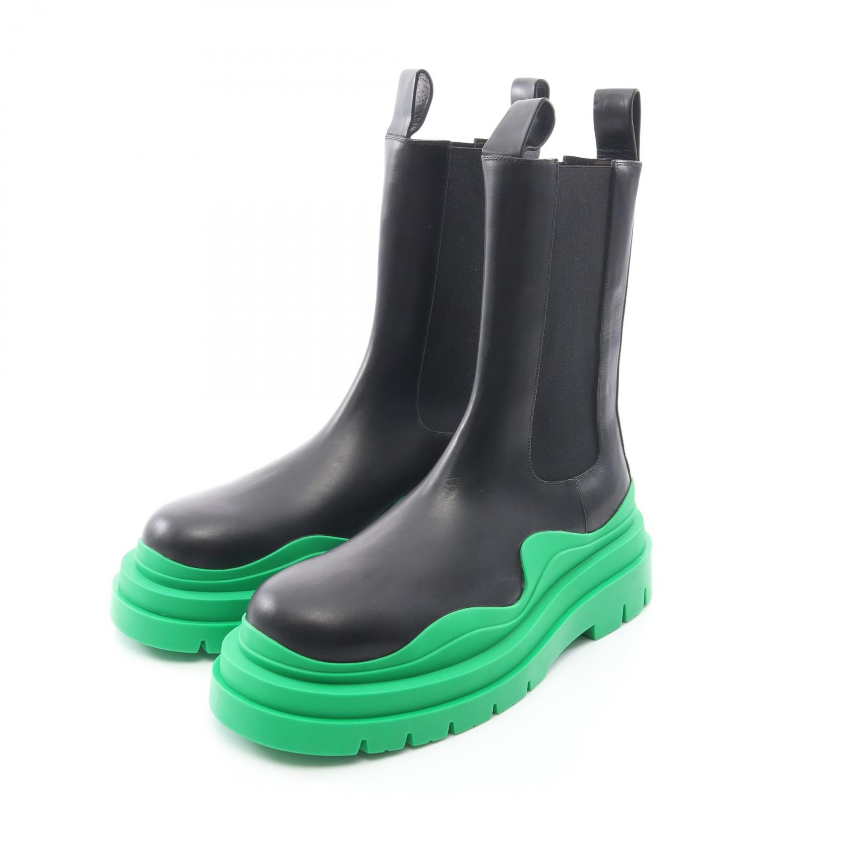 ボッテガヴェネタ BOTTEGA VENETA TIRE BOOTS タイヤ チェルシーブーツ ブーツ 靴 レザー グリーン系 / ブラック系 630284 【中古】