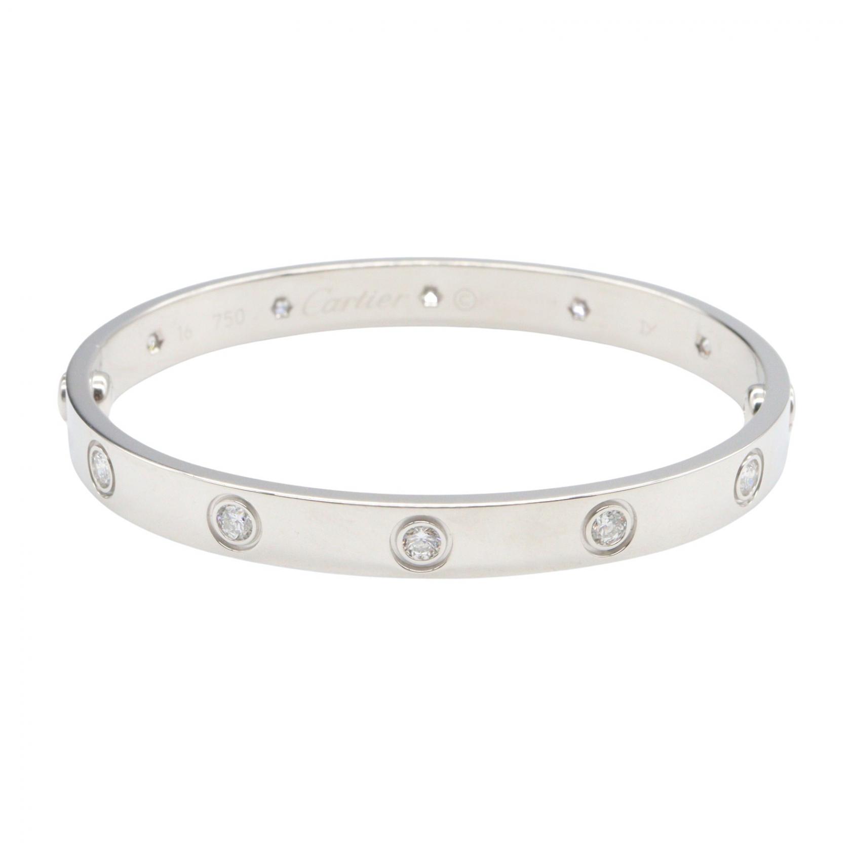カルティエ CARTIER ラブブレス 10PD ブレスレット アクセサリー K18WG（ホワイトゴールド） ダイヤモンド シルバー系 / クリア系 【中古】