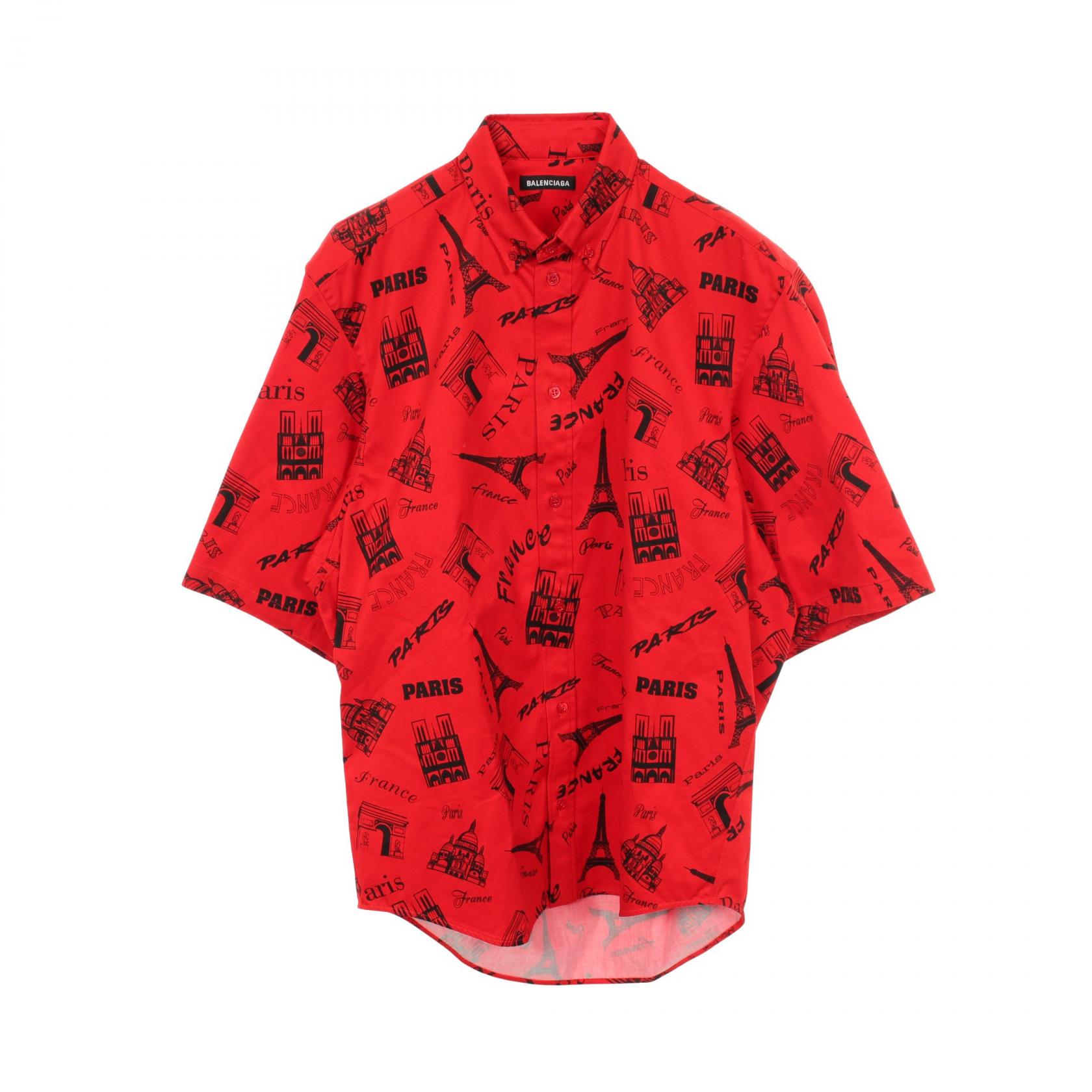 バレンシアガ BALENCIAGA ツーリストプリント 衣料品 トップス コットン レッド系 / ブラック系 602026 【中古】