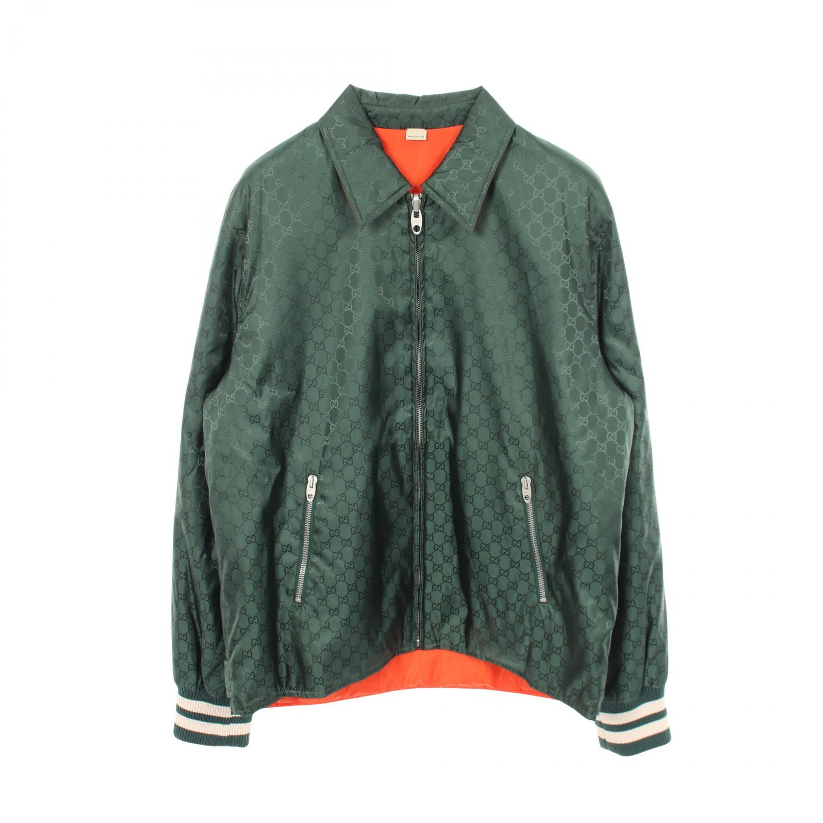 【10%OFFクーポン 7/21 10時～7/26 9:59】グッチ GUCCI GGナイロン 衣料品 アウター ナイロン グリーン系 / オレンジ系 654831 【中古】｜RECLO（リクロ）店