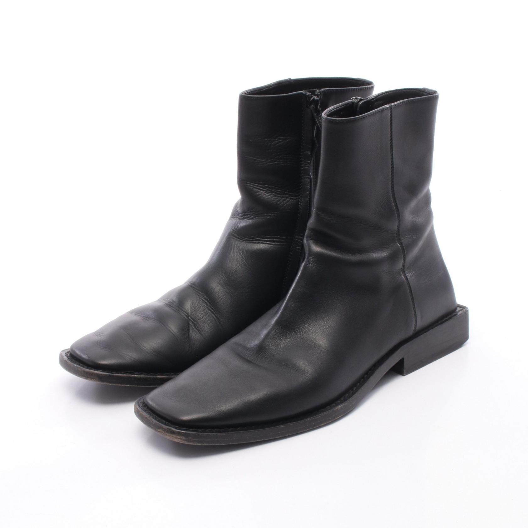 バレンシアガ BALENCIAGA スクエア ブーツ 靴 レザー ブラック系 【中古】