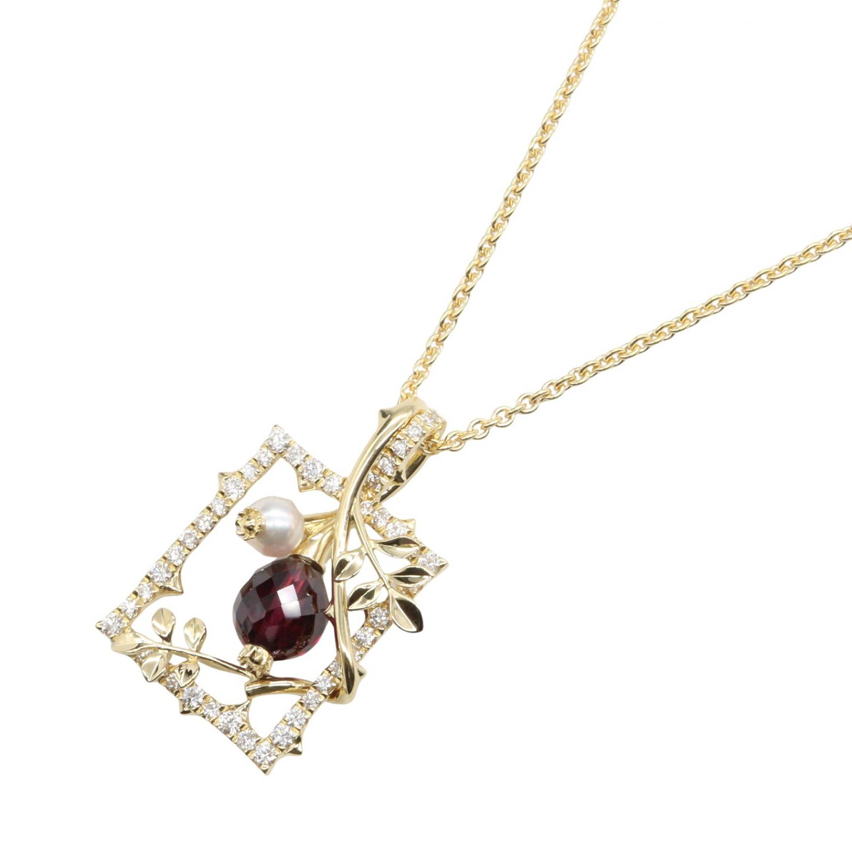 【10%OFFクーポン 7/21 10時～7/26 9:59】ミキモト MIKIMOTO ガーネット ダイヤ ネックレス ネックレス ジュエリー K18（イエローゴールド） ダイヤモンド ガーネット ゴールド系 / レッド系 / クリア系 【中古】｜RECLO（リクロ）店