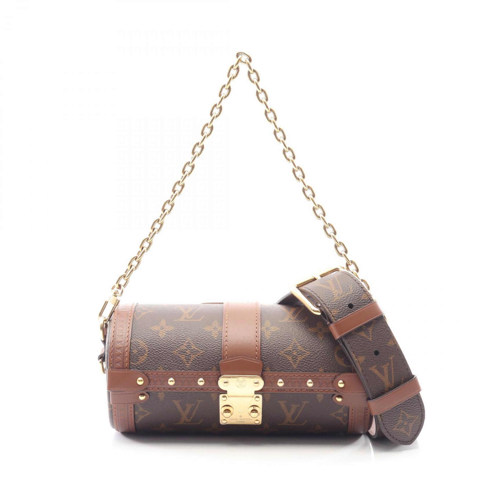 ルイ・ヴィトン LOUIS VUITTON パピヨン トランク ハンドバッグ バッグ PVCコーティングキャンバス レザー モノグラム ブラウン系 M57835 【中古】