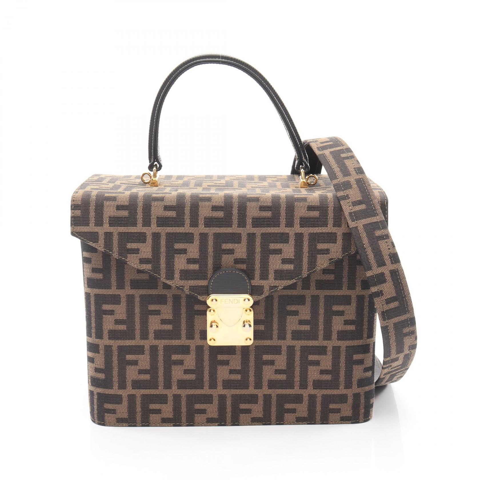 【15%OFFクーポン 7/19 20時～7/26 9:59】フェンディ FENDI ズッカ ハンドバッグ バッグ キャンバス レザー ブラウン系 / ブラック系 【中古】｜RECLO（リクロ）店