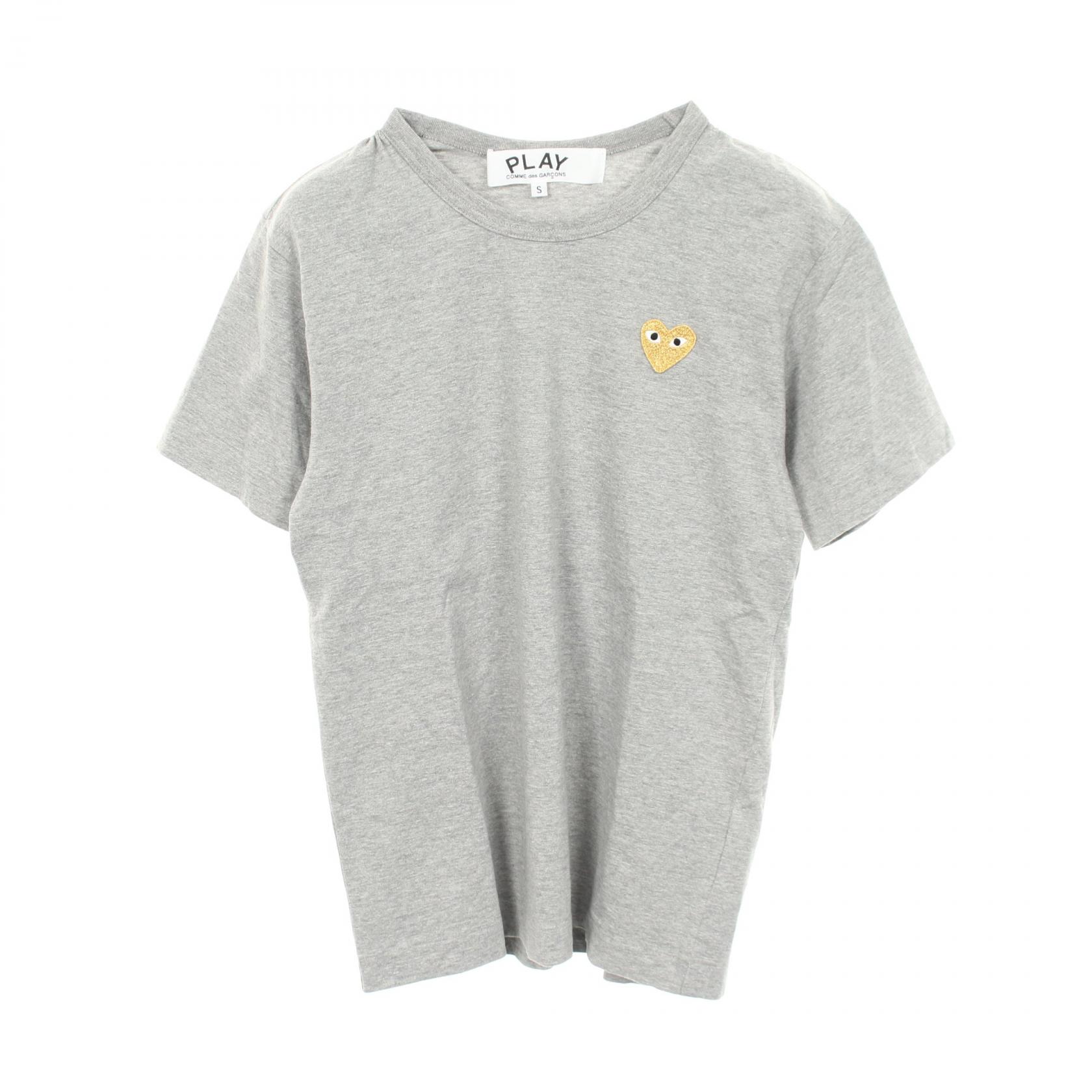 プレイコムデギャルソン PLAY COMME des GARCONS ゴールドハート カットソー 衣料品 トップス コットン グレー系 【中古】
