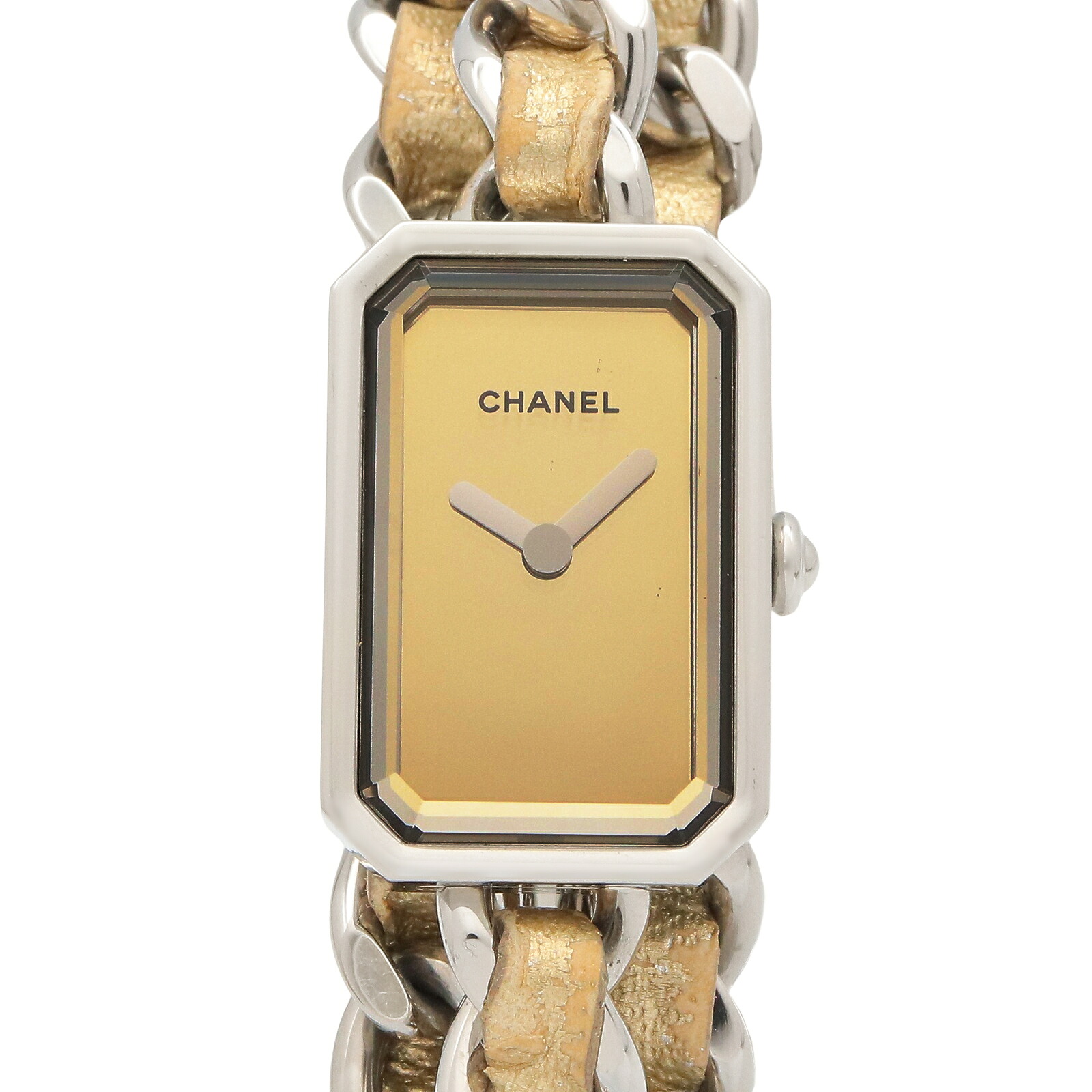 【10%OFFクーポン 7/21 10時～7/26 9:59】シャネル CHANEL プルミエールロック 腕時計 時計 ステンレススチール レザー ゴールド系 ミラー H5583 【中古】｜RECLO（リクロ）店