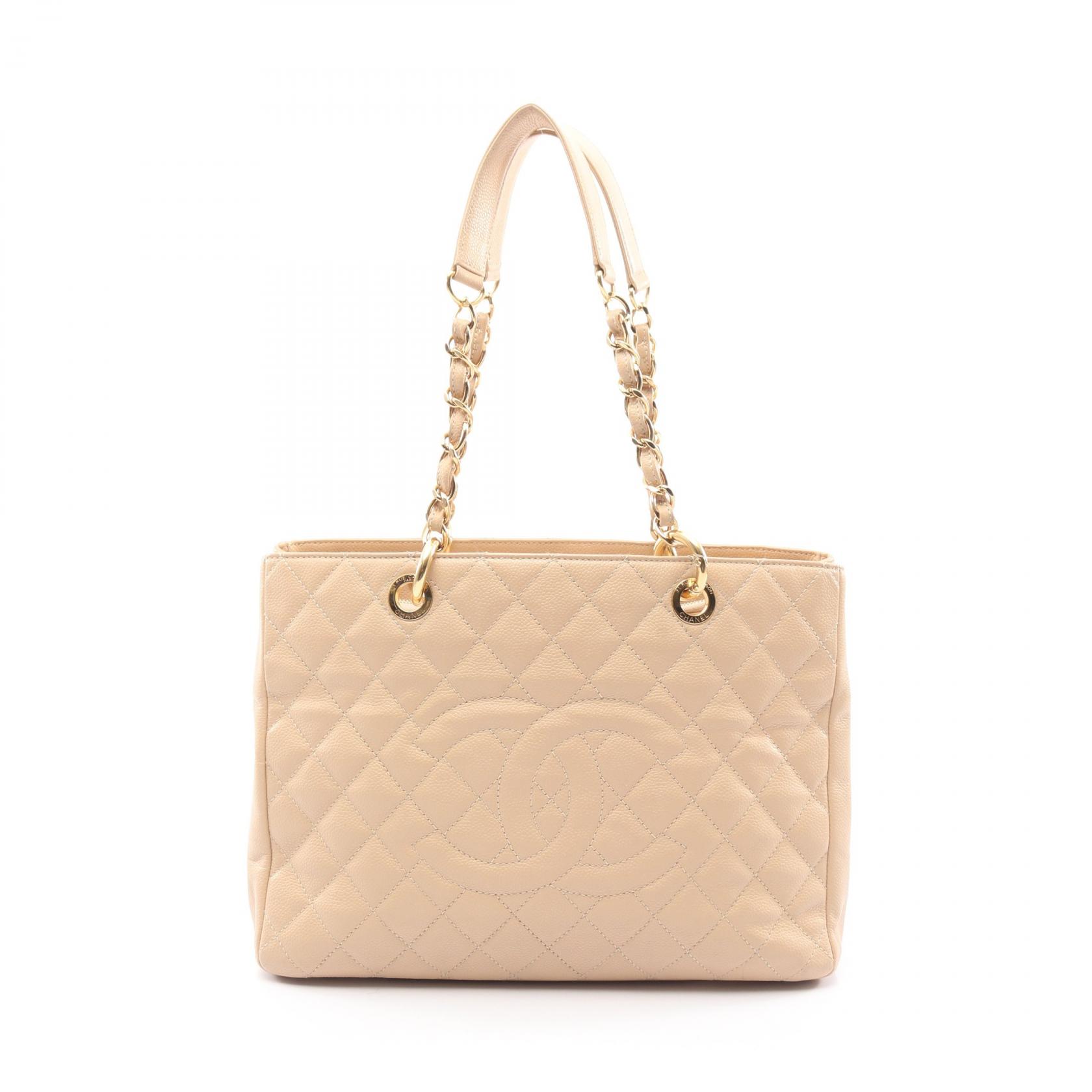 シャネル CHANEL マトラッセ グランドショッピング GST トートバッグ バッグ レザー ベージュ系 【中古】