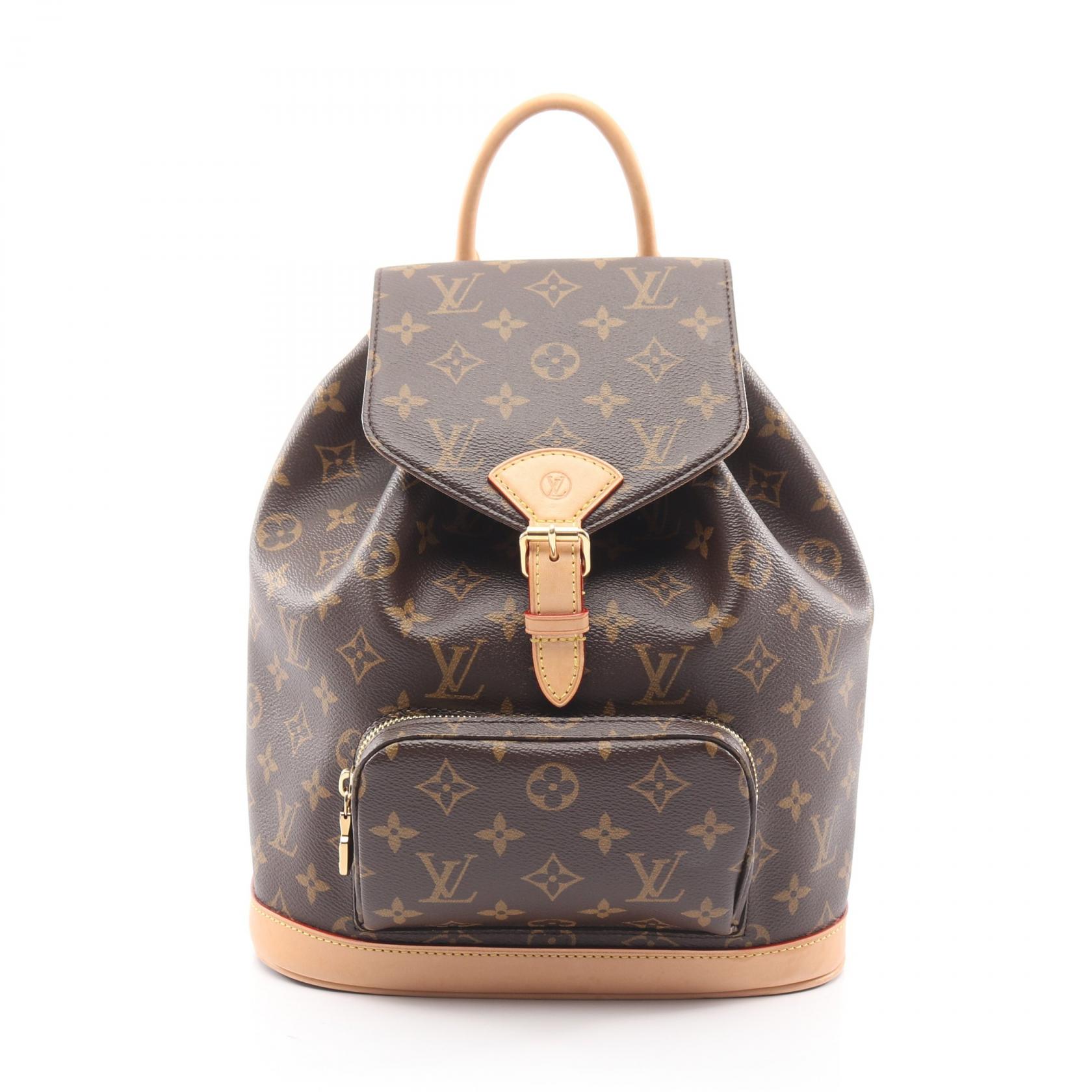 ルイ・ヴィトン LOUIS VUITTON モンスリPM リュックサック バックパック バッグ PVCコーティングキャンバス レザー モノグラム ブラウン系 M11198 【中古】