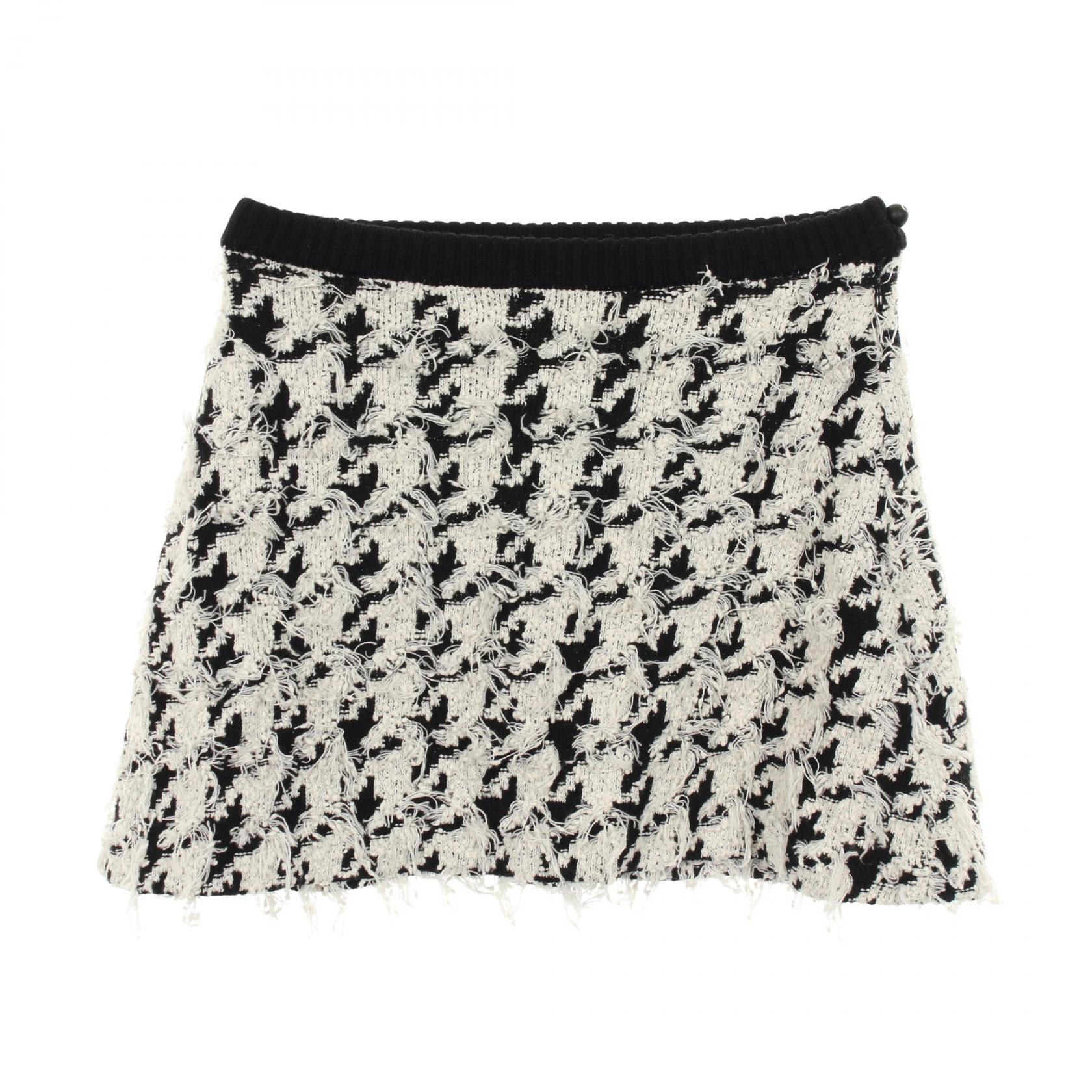 ディオール Dior 千鳥格子 ニット ミニ スカート 衣料品 ボトムス ウール コットン ナイロン ホワイト系 / ブラック系 【中古】