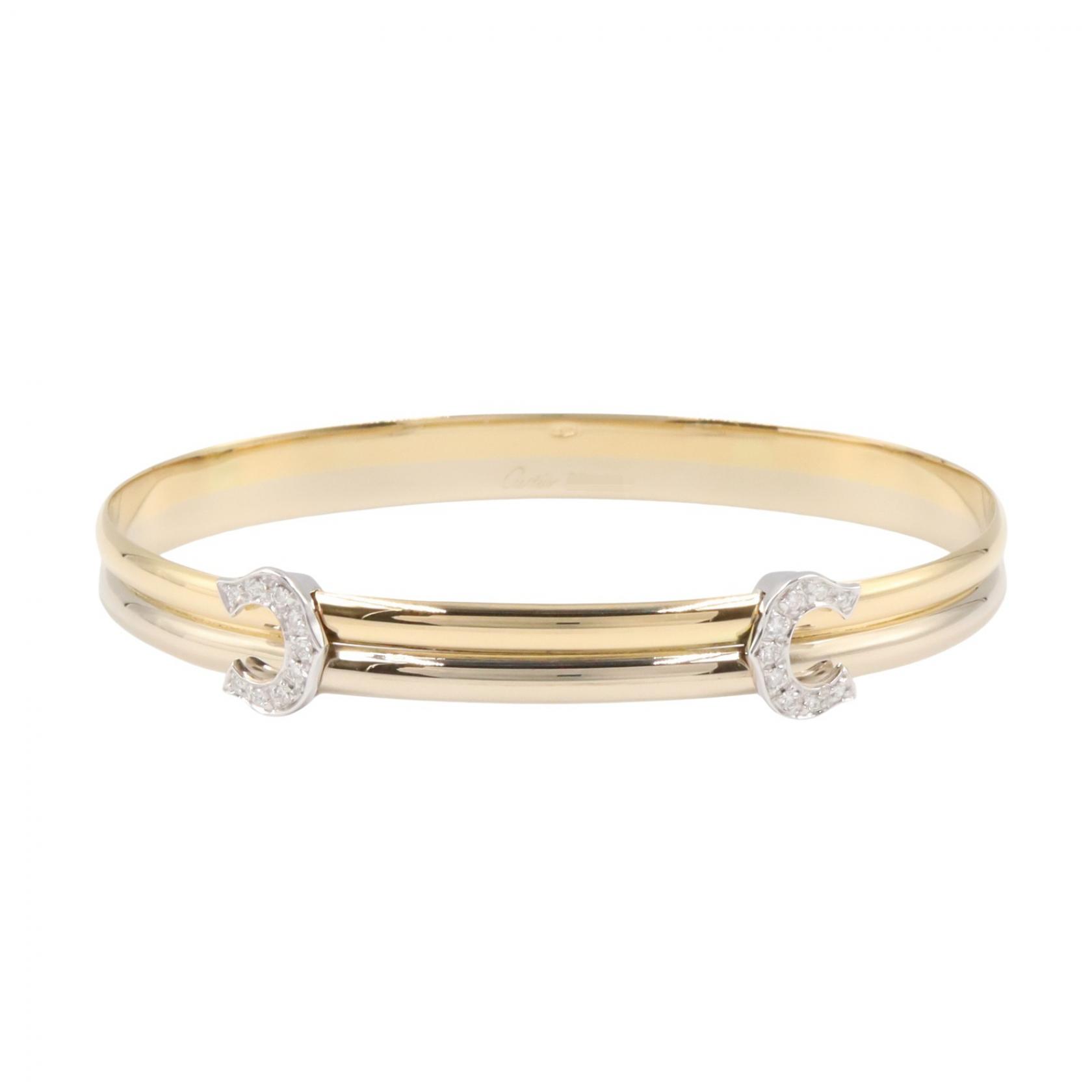 【10%OFFクーポン 7/21 10時～7/26 9:59】カルティエ CARTIER 2C ダイヤ ブレスレット ブレスレット アクセサリー K18（イエローゴールド） K18WG（ホワイトゴールド） ダイヤモンド ゴールド系 / シルバー系 / クリア系 【中古】｜RECLO（リクロ）店