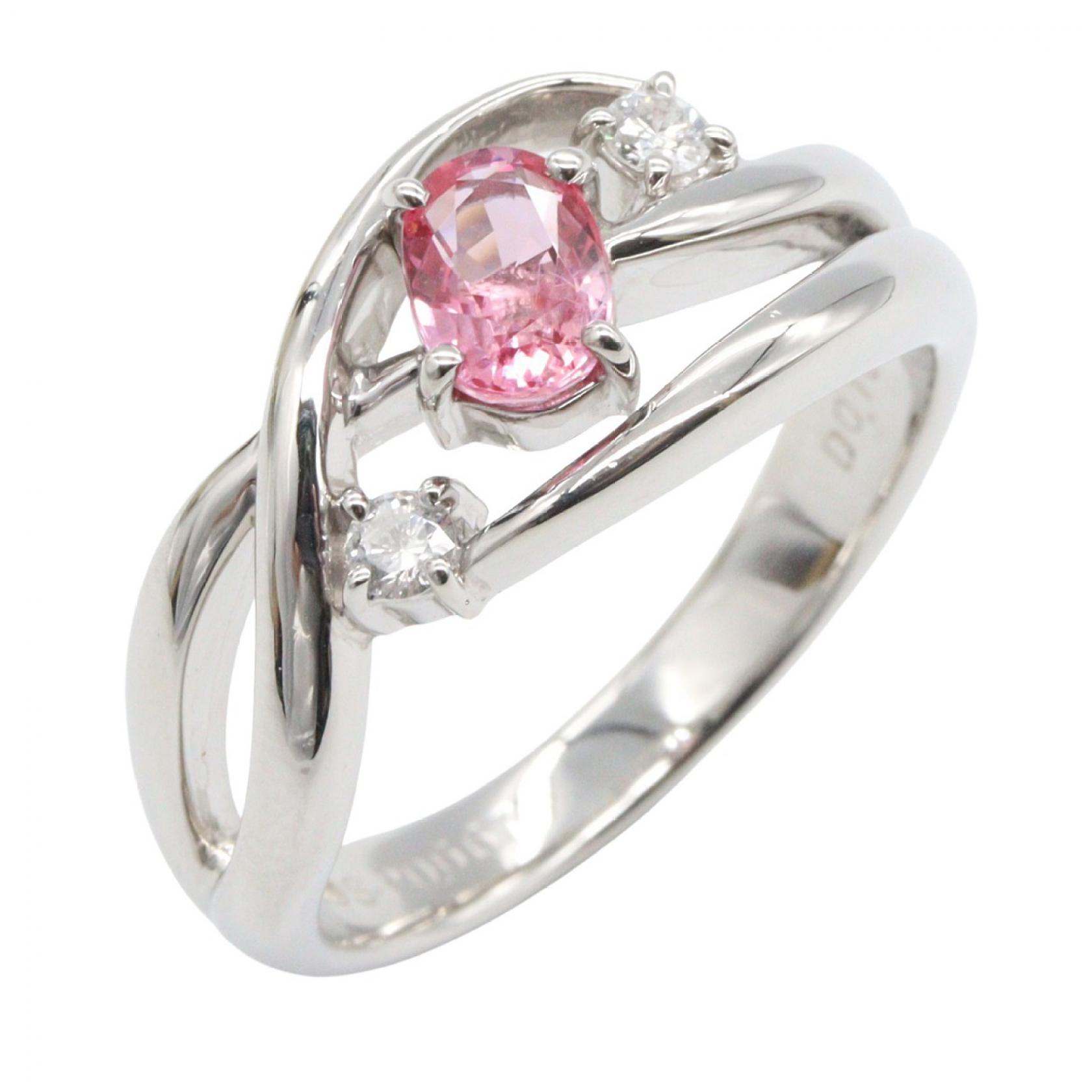 【全品ポイント11倍｜7/30 0:00-23:59】ジュエリー JEWELRY ピンクサファイア ダイヤモンド リング リング・指輪 ジュエリー Pt900プラチナ ダイヤモンド ピンクサファイア シルバー系 / ピンク系 / クリア系 ﾋﾟﾝｸｻﾌｧｲｱ 9.1g 【中古】｜RECLO（リクロ）店