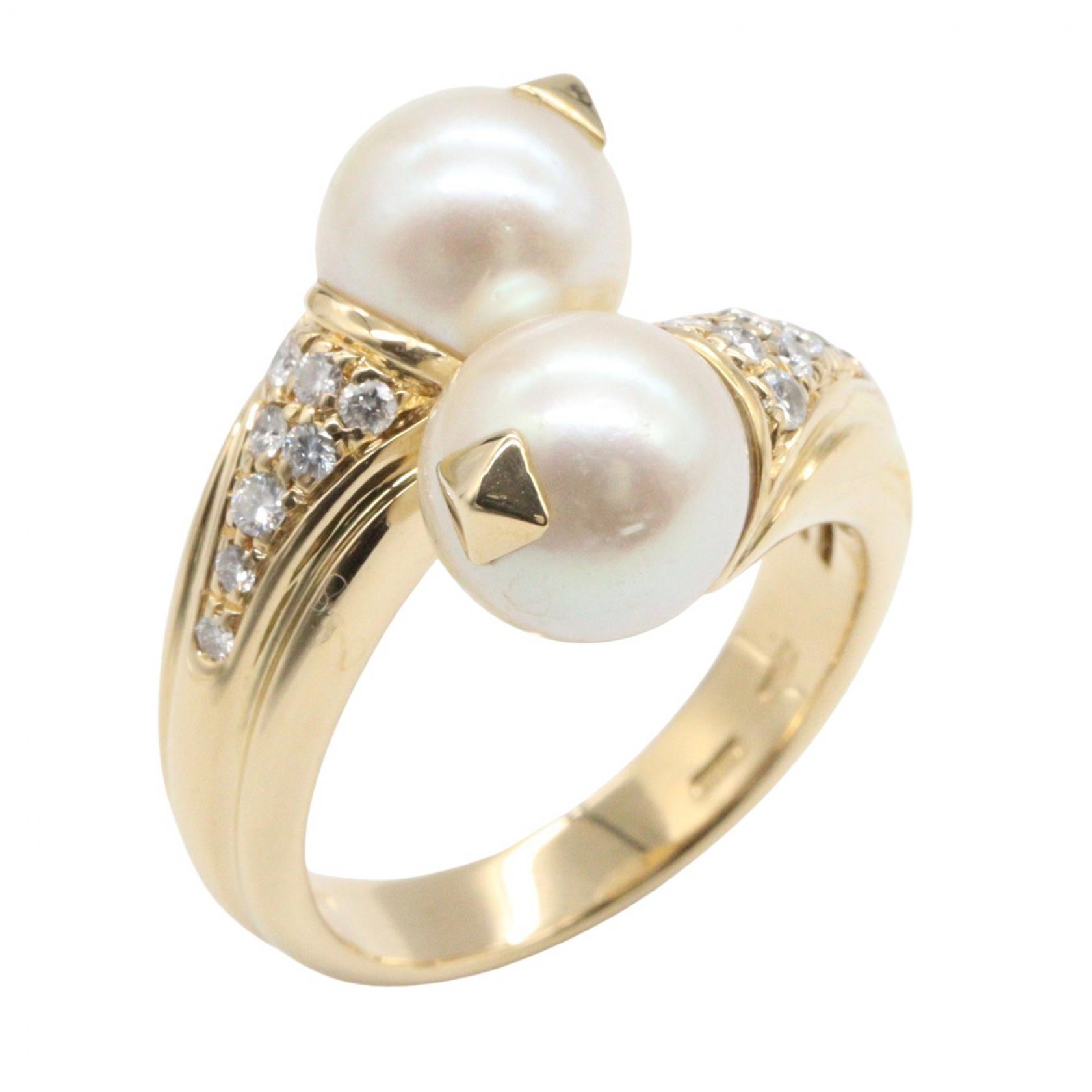 ブルガリ BVLGARI パッソドッピオ パール ダイヤ リング リング・指輪 ジュエリー K18（イエローゴールド） ダイヤモンド パール ゴールド系 / クリア系 / ホワイト系 【中古】