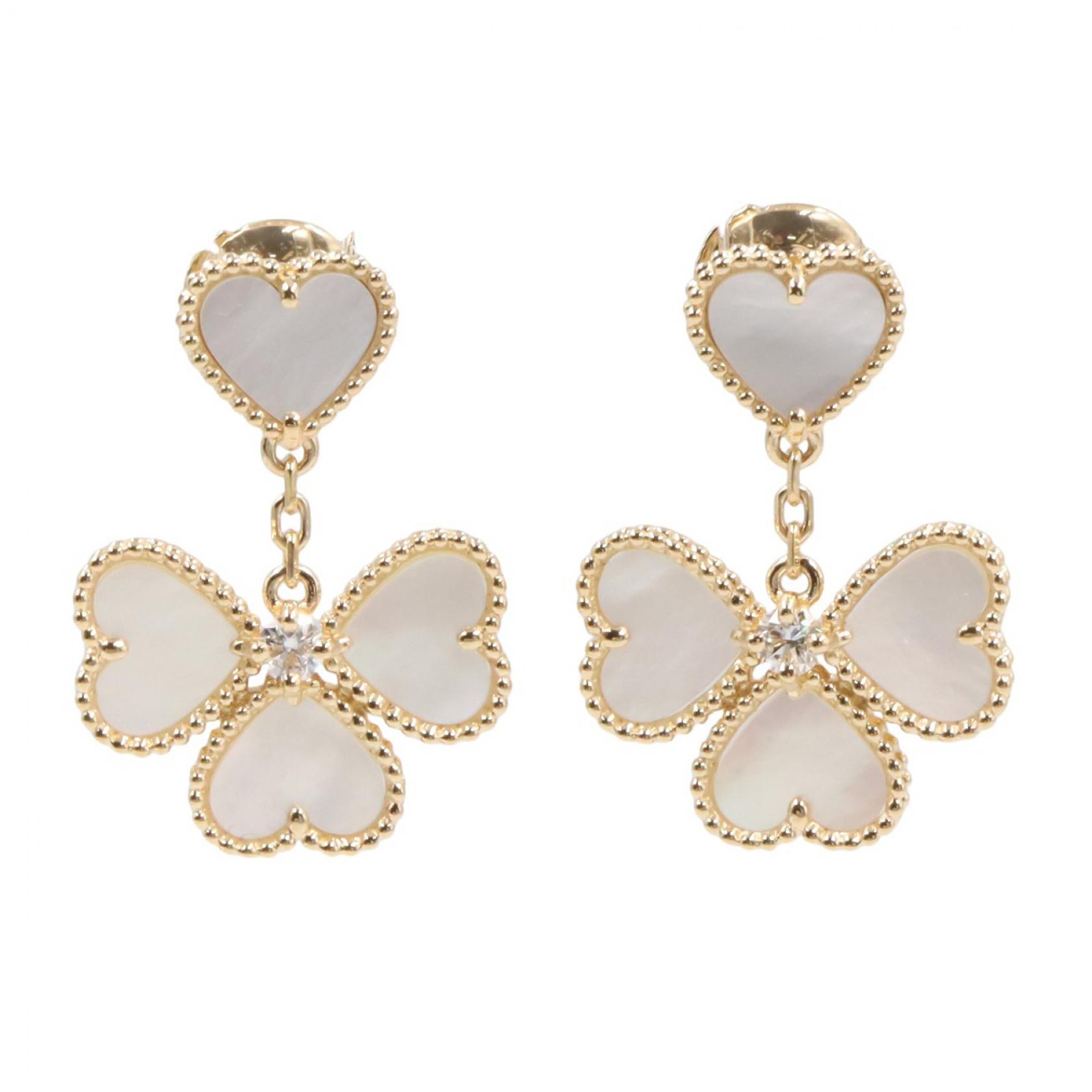ヴァンクリーフ＆アーペル Van Cleef & Arpels スウィート ハート ピアス ダイヤ ピアス ジュエリー K18（イエローゴールド） マザーオブパール ゴールド系 / ホワイト系 【中古】