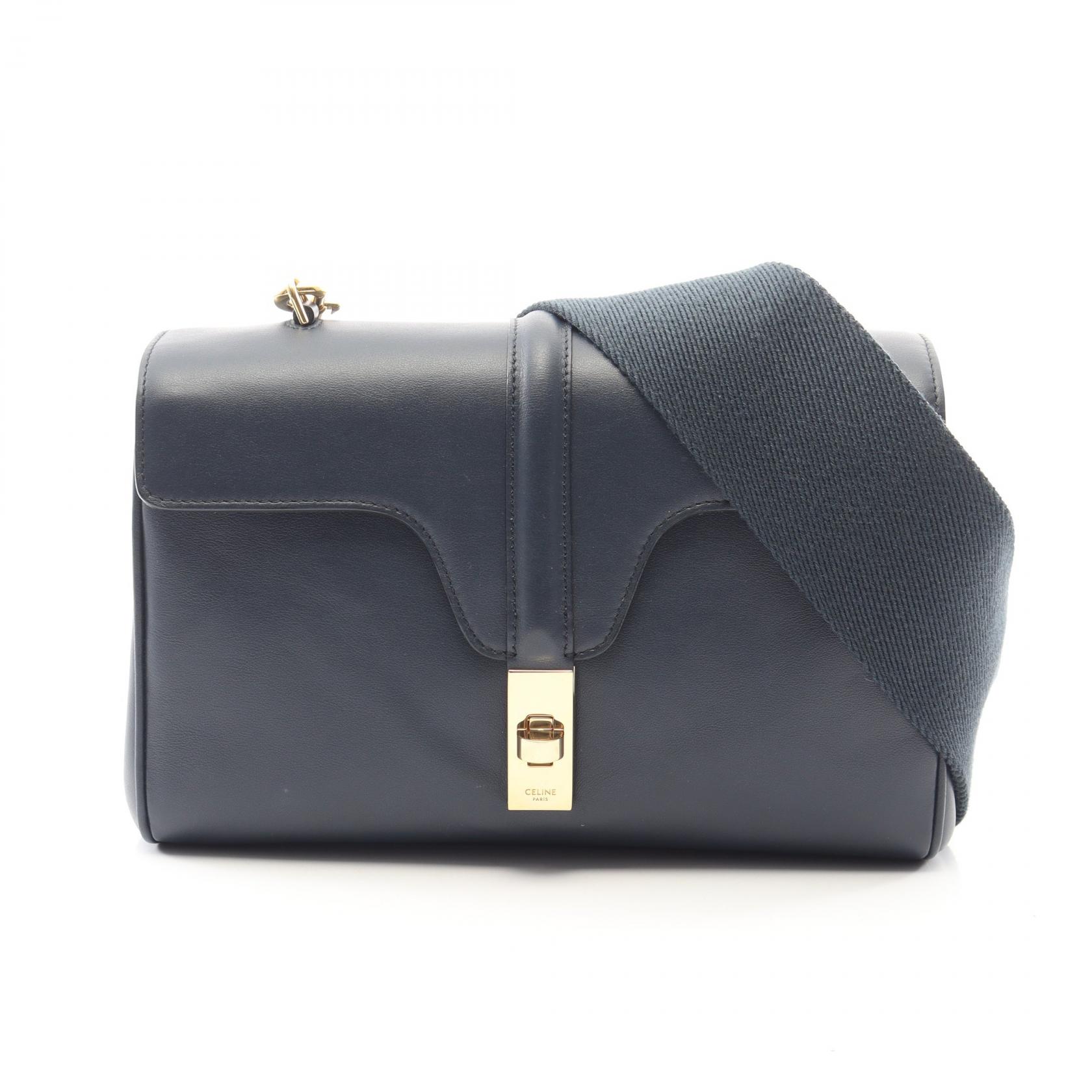 セリーヌ CELINE ティーンソフト16 ショルダーバッグ バッグ レザー ネイビー系 196853CR8 【中古】