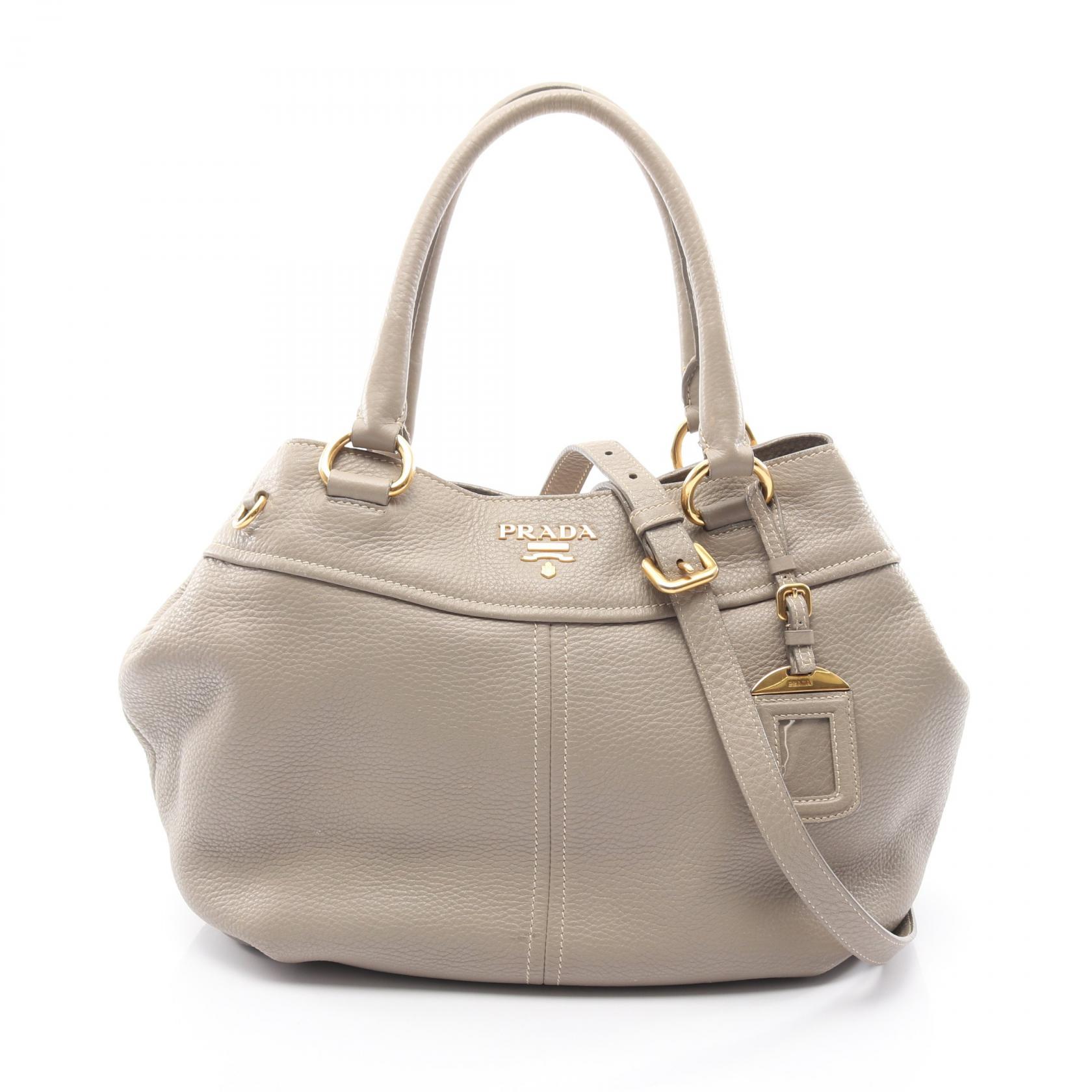 プラダ PRADA 2WAY ハンドバッグ バッグ レザー ベージュ系 【中古】