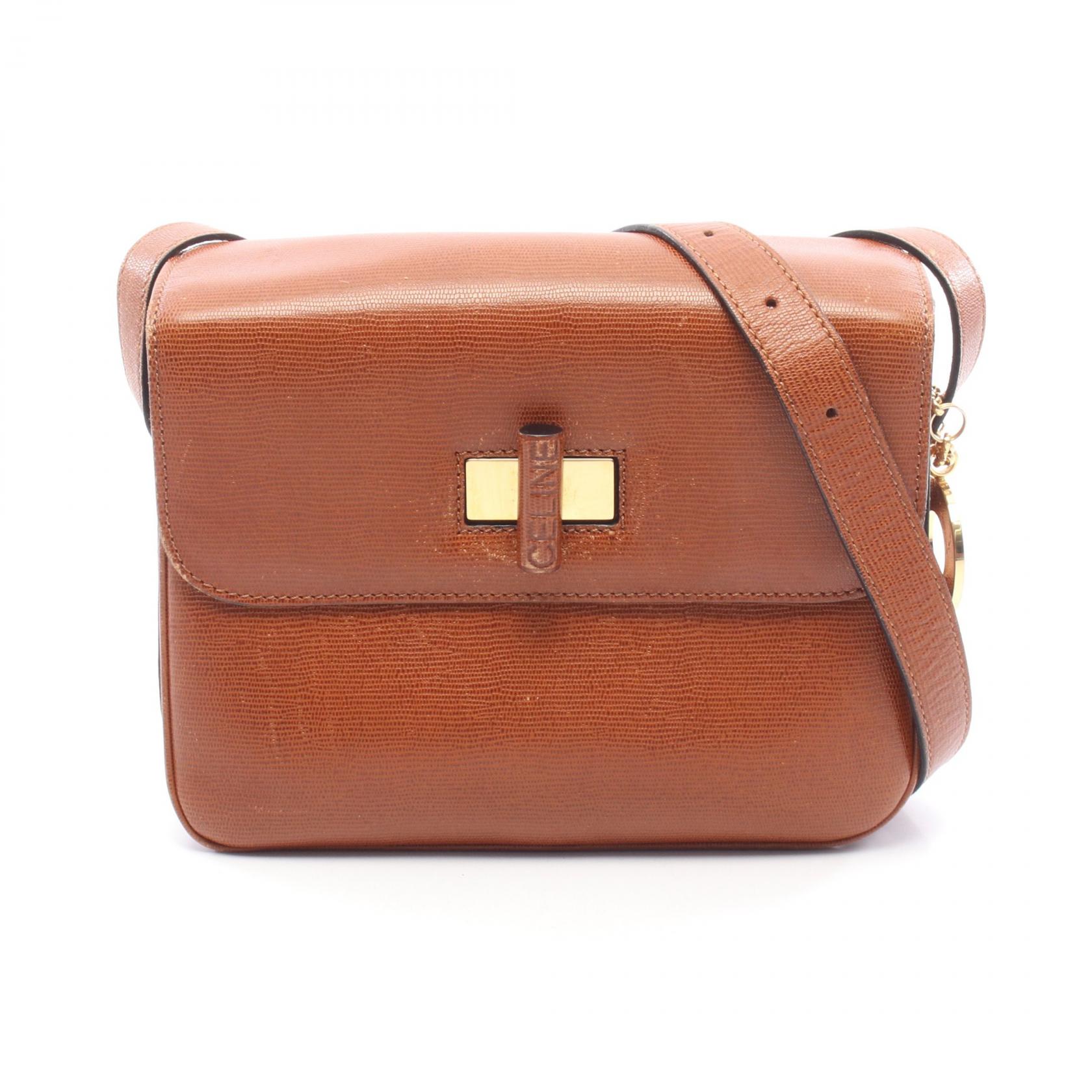 セリーヌ CELINE ショルダーバッグ バッグ レザー ブラウン系 【中古】