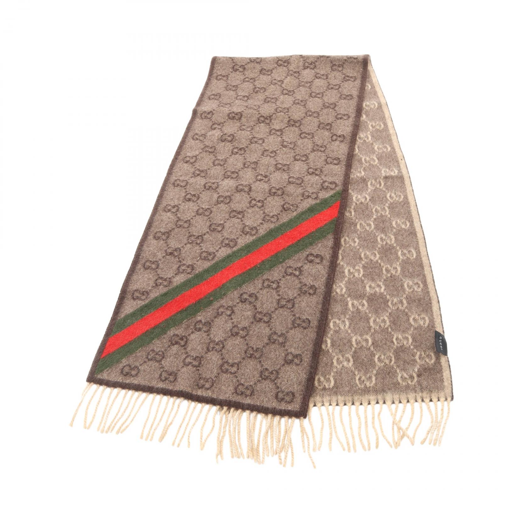 グッチ GUCCI GG柄 シェリーライン マフラー 衣料品 ウール アンゴラ ブラウン系 / マルチカラー 147351 【中古】
