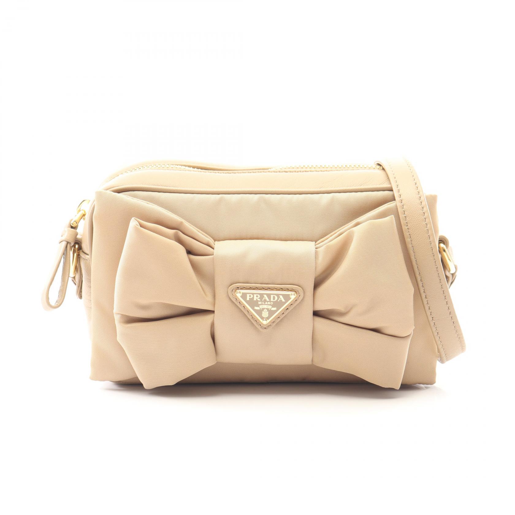 プラダ PRADA TESSUTO FIOCCO ショルダーバッグ バッグ ナイロン レザー ベージュ系 1BH166 【中古】